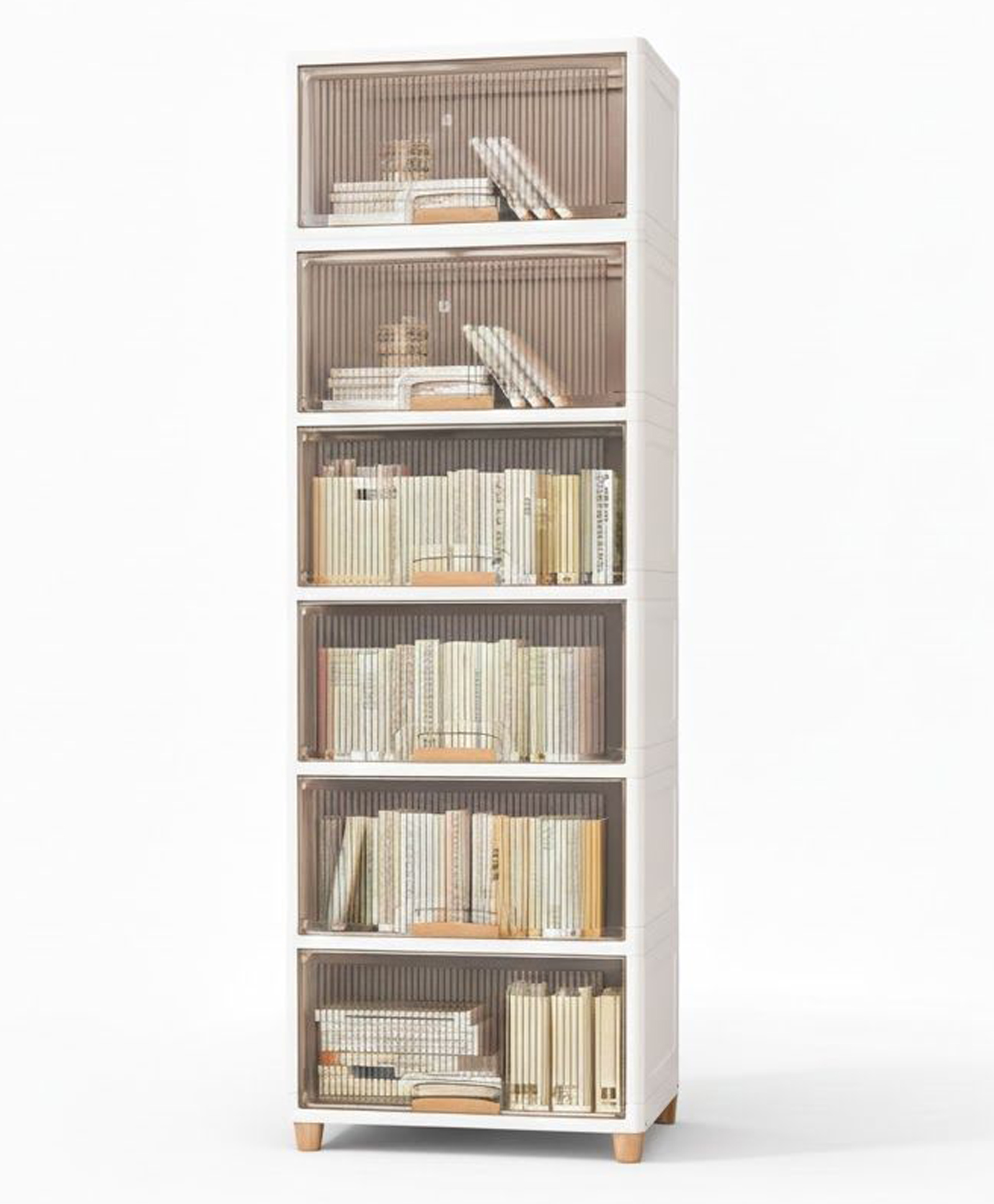 MECHDEL Cupboard Rack for Clothes Cabinet for Storage Foldable Wardrobe for Clothes Plastic Cloth Rack for Storage Clothes Storage Cupboard Rack 1 Door - White 6PCS-picture-22