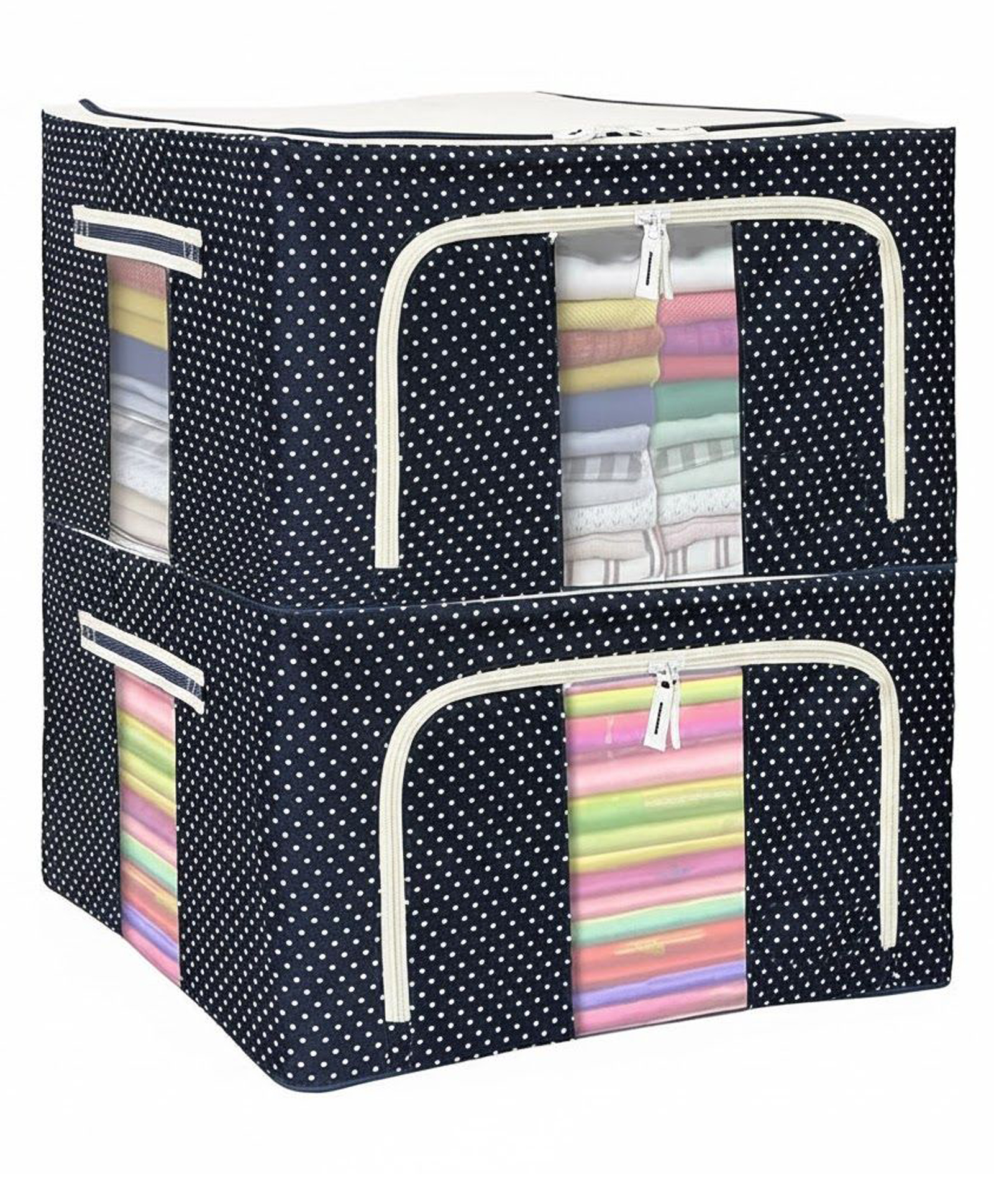 MECHDEL Foldable Steel Frame Cloth Organizer Wardrobe Storage for Sarees, Shirts, Blankets, and Clothes Covers almirah organizer for Sarees Clothes: Saree Bags Black-picture-15