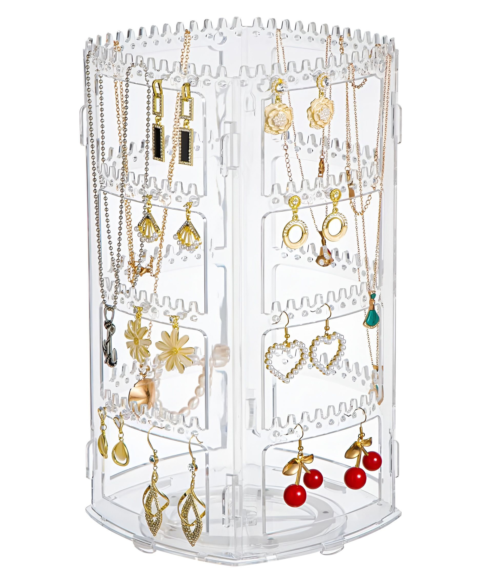 MECHDEL Plastic Rotating Earrings Stand Jewelry Display Organiser Earrings Organiser Jewellery Towers Jewellery Stands Earring Organizer Box Chain Organiser Transeprent 1 SET-image-40