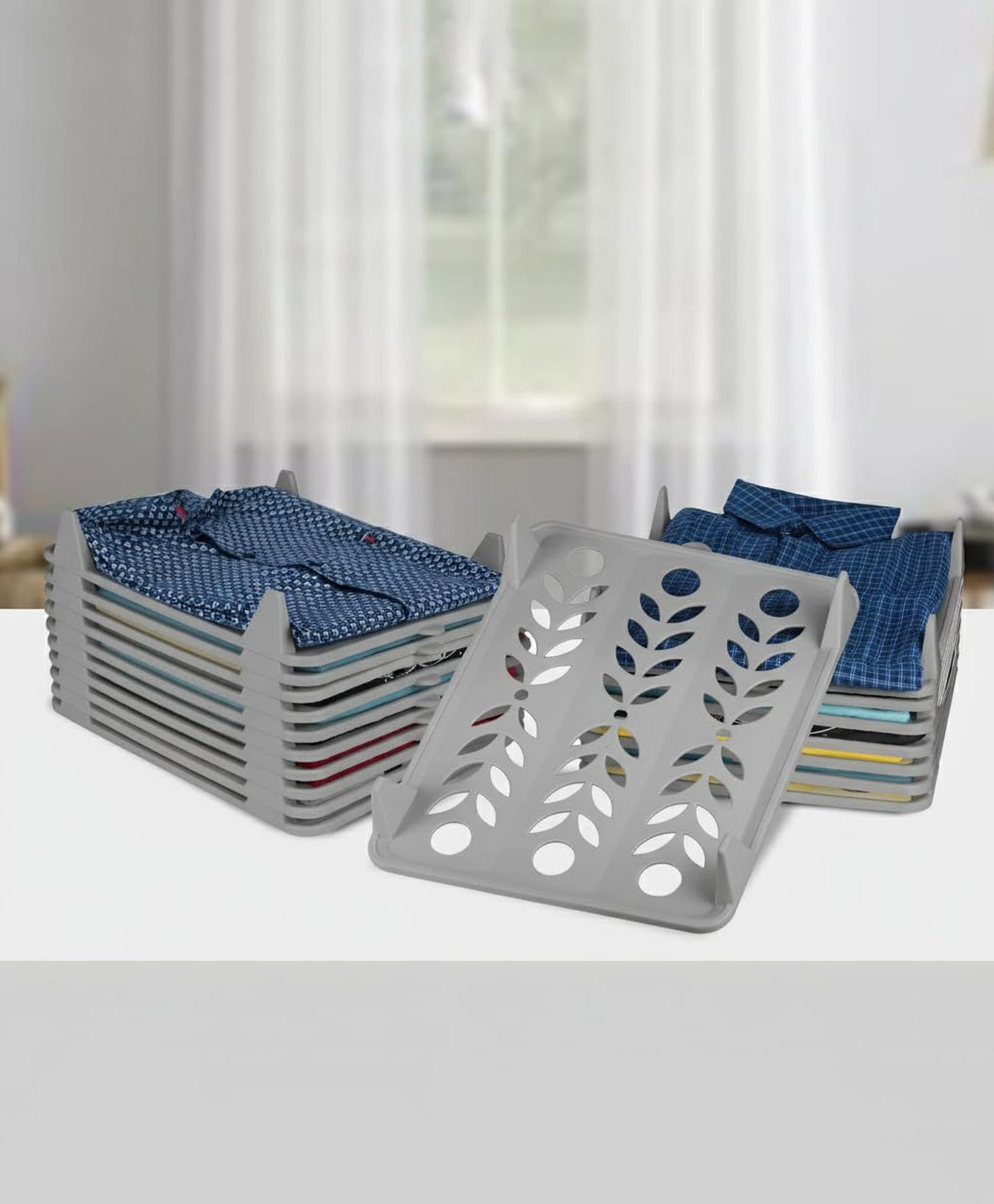 MECHDEL Effortless Closet Organizer Shirt Organizer for Men T Shirt Organizer 10 PCS - Grey Plastic-picture-17