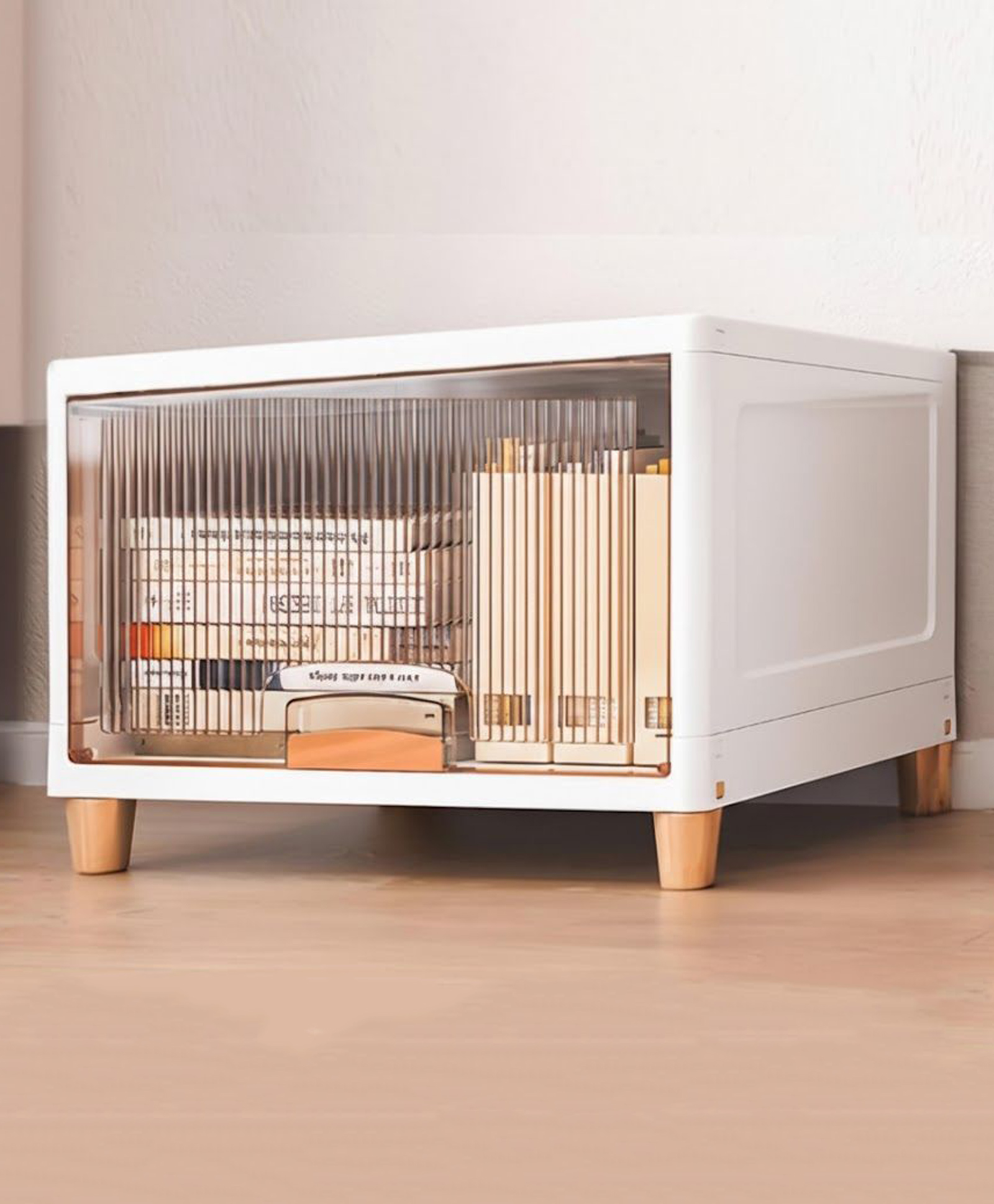 MECHDEL Cupboard Rack for Clothes Cabinet for Storage Foldable Wardrobe for Clothes Plastic Cloth Rack for Storage Clothes Storage Cupboard Rack 1 Door - Transparent 1 PCS