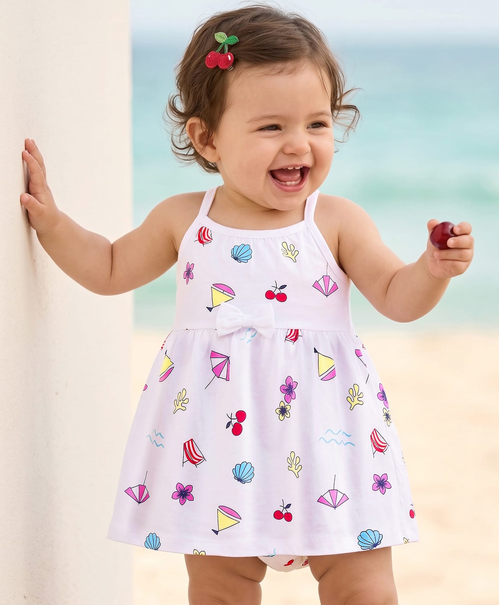 Doodle Poodle Cotton Knit Frocks with Bloomer/Shorts Printed Sleeveless Round Neck BRIGHT WHITE 0-0 Months-picture-30