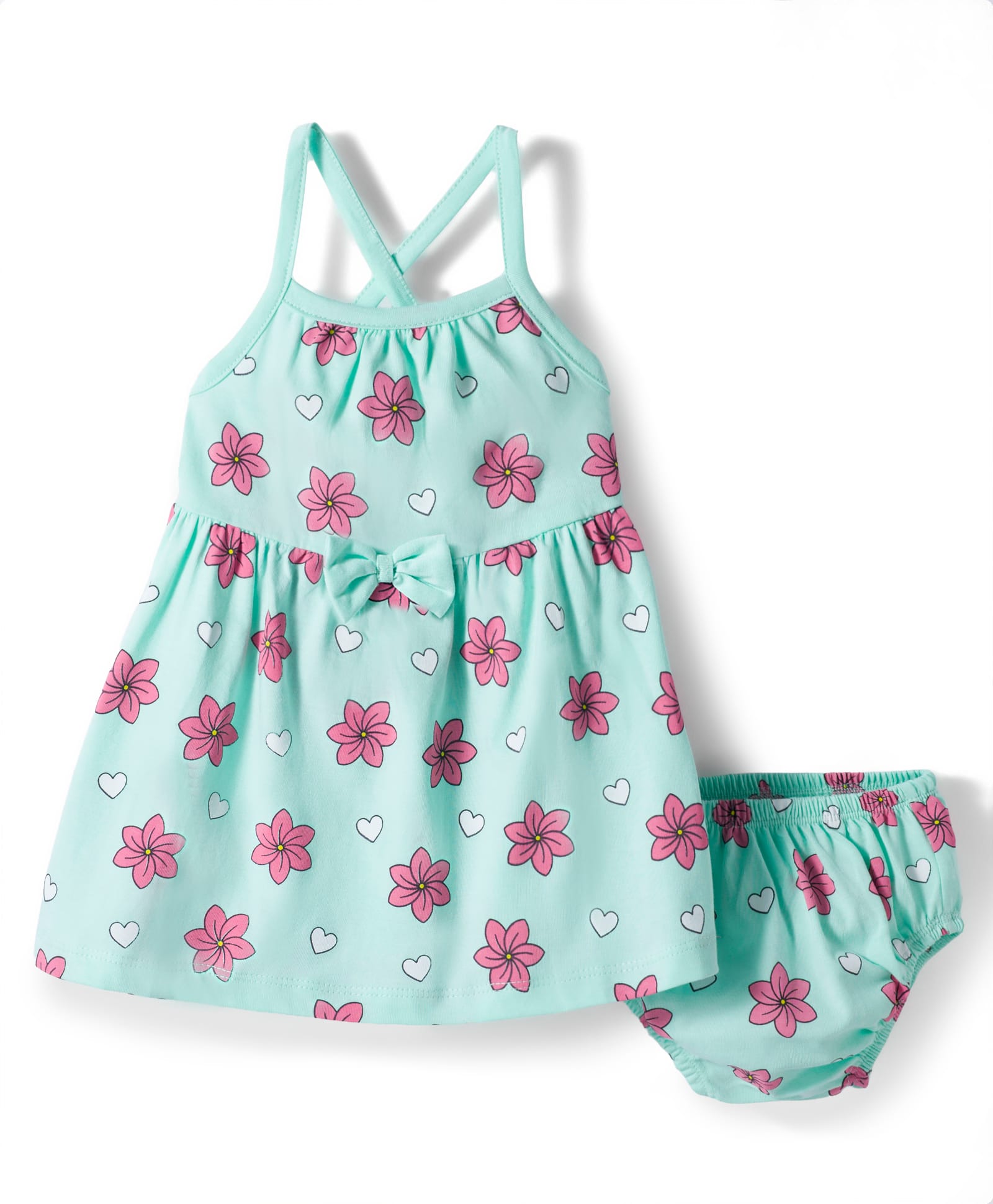 Doodle Poodle 100% Cotton Single jersey Girls Printed Slvless Frocks with bloomer /Shorts- Light Blue-image-4