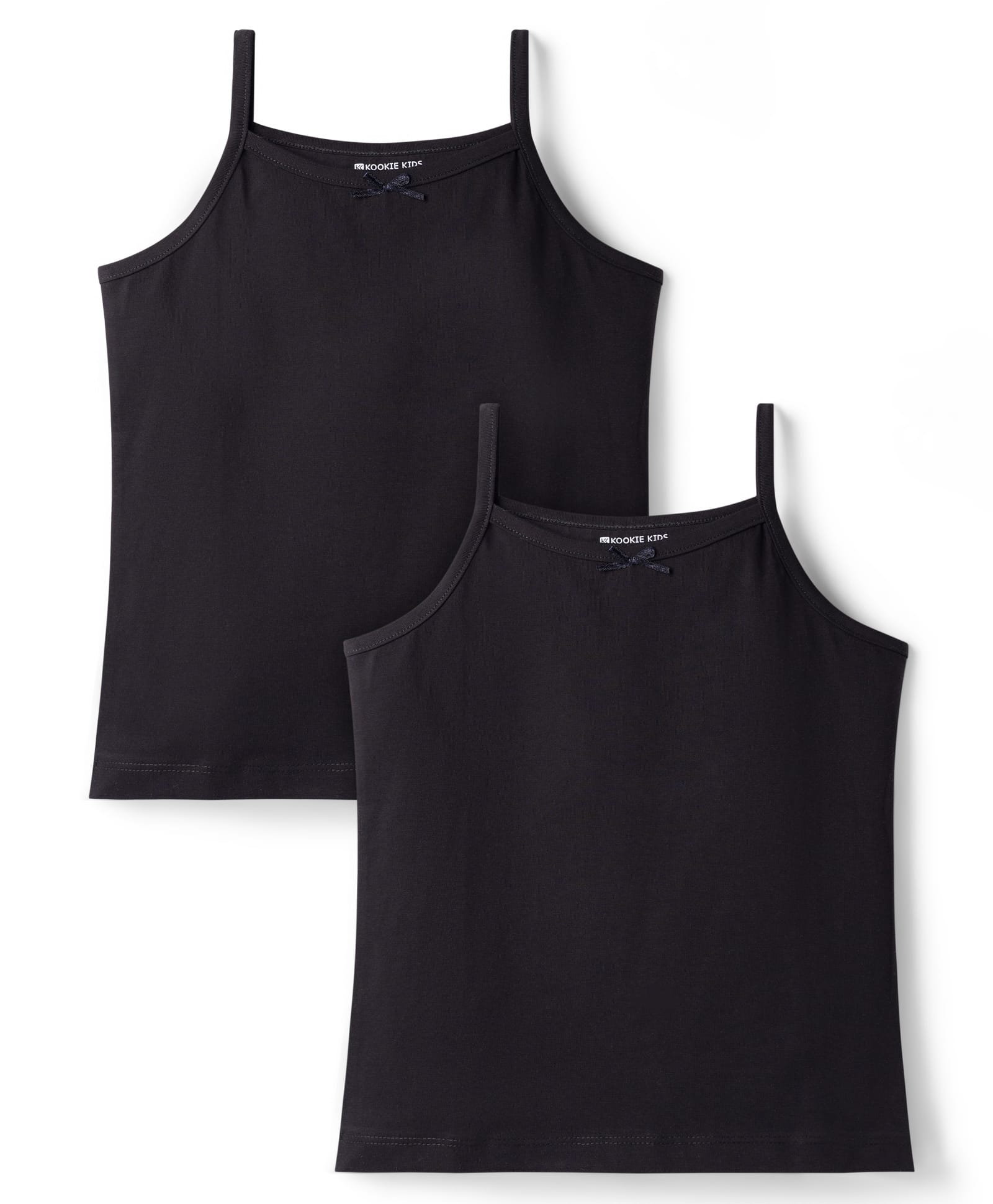 kookie kids india Kookie Kids Single Jersey Knit Sleeveless Solid Colour Slips Pack of 2 - Black-picture-18