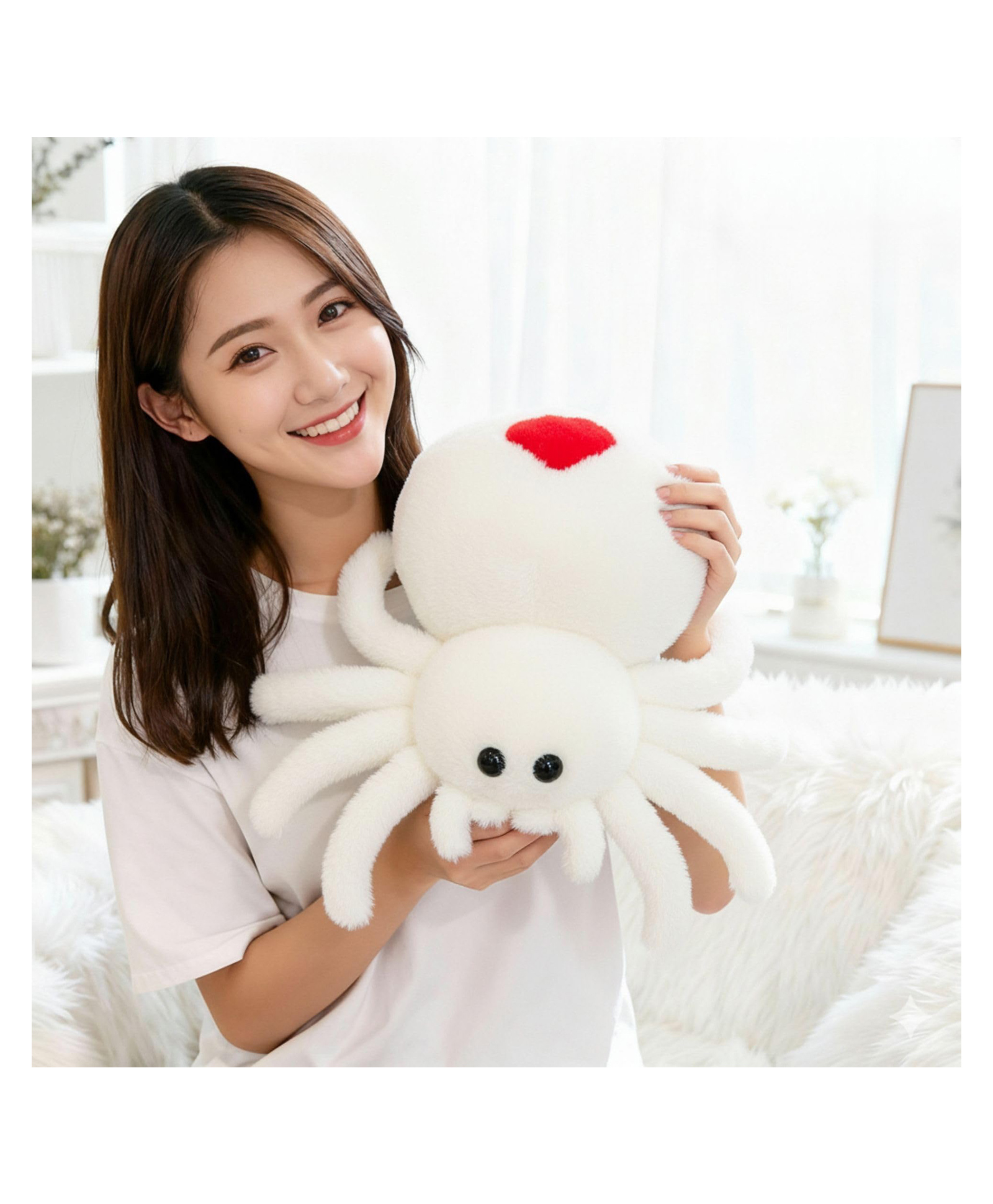 Tickles Spider Soft Stuffed Plush Halloween Toy for Kids Boys & Girls Birthday Gift Home Decor (Height: 35 cm Color: White)-picture-12