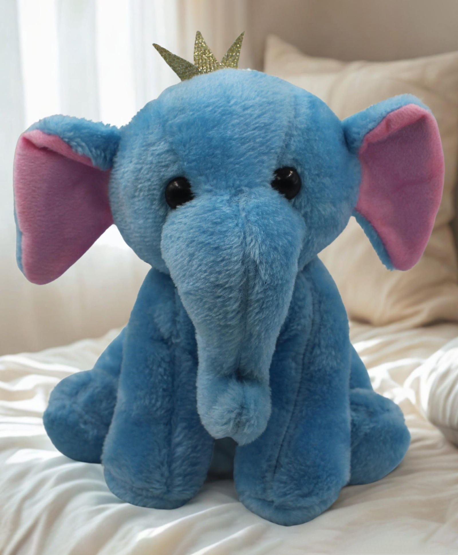 Tickles Elephant Soft Stuffed Plush Animal Toy for Kids Boys & Girls Birthday Gift (Color: Blue Height: 20 cm)-image-46