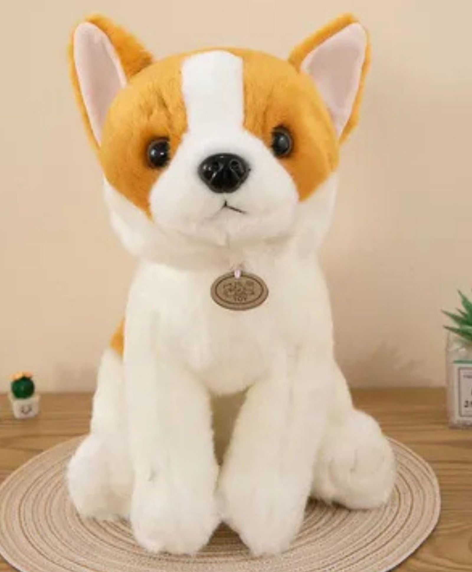 Tickles Cute Sitting Corgi Dog Soft Stuffed Plush Animal Toy for Kids Boys & Girls Birthday Gifts (Height: 30 cm Color: Brown & White)-image-46