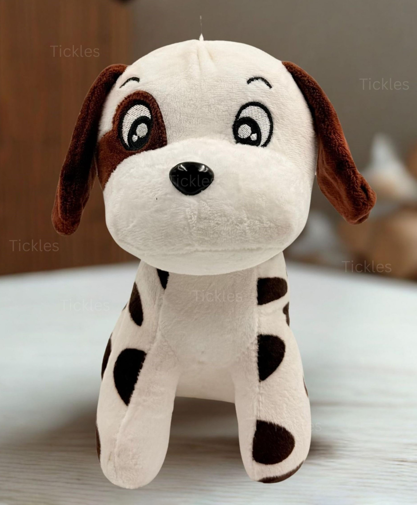 Tickles Cute Sitting Puppy Dog Soft Stuffed Plush Animal Toy for Kids Boys & Girls Birthday Gift (Color: White & Brown Height: 20 cm)-image-47