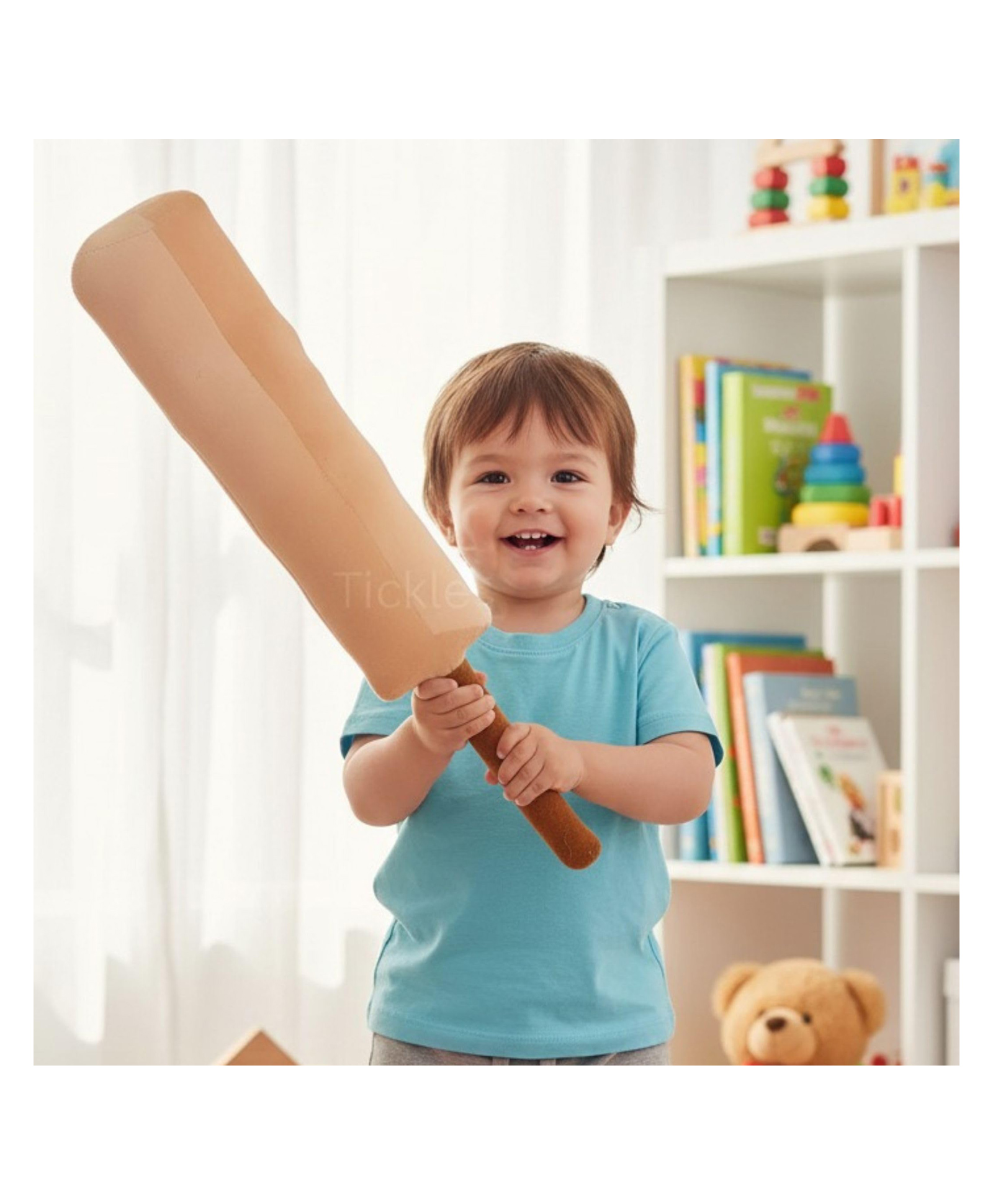 Tickles Cricket Bat Soft Stuffed Plush Sports Toy for Kids Boys & Girls Birthday Gift (Color: Brown Height: 45 cm)-image-8