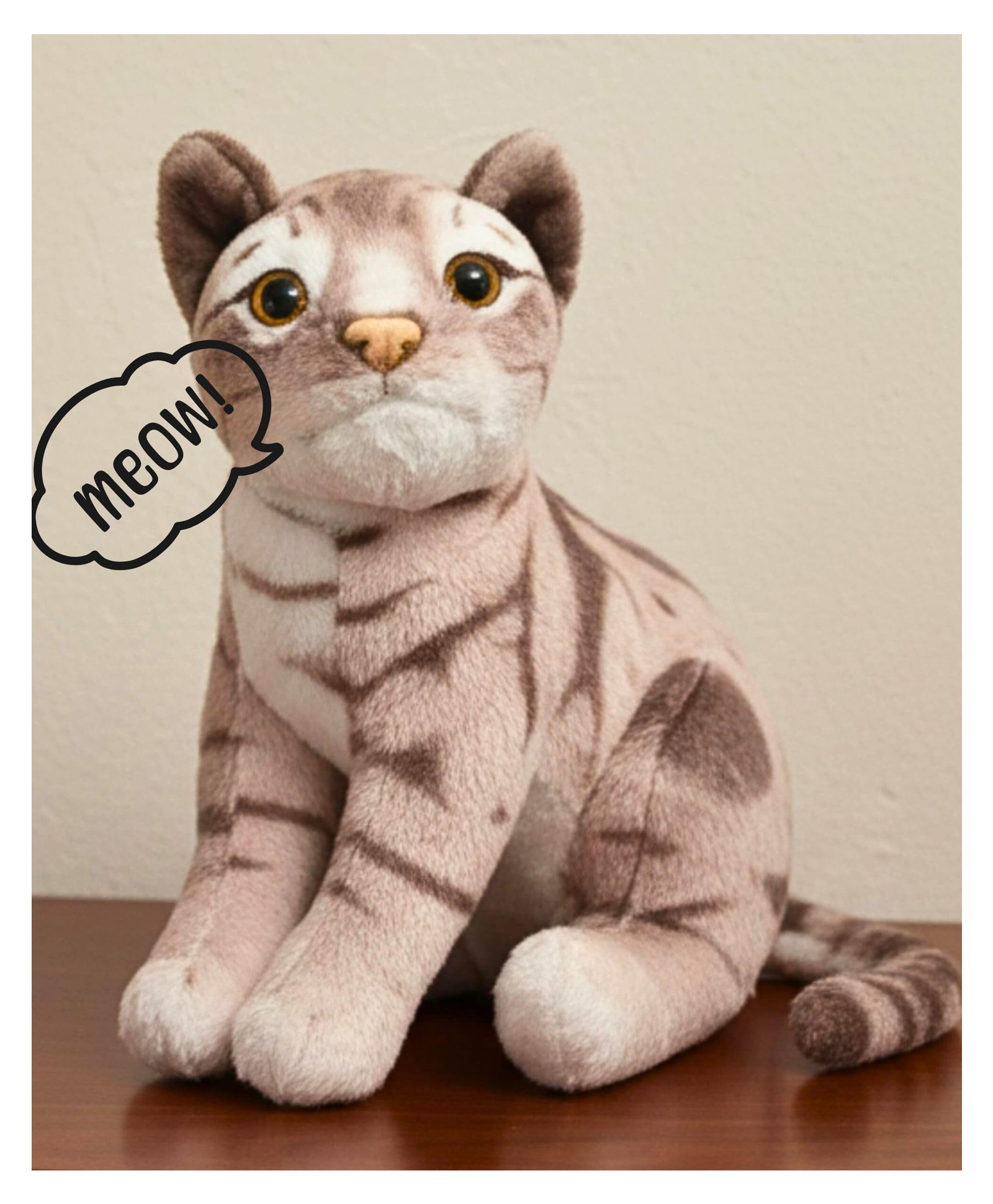 Tickles Cute Musical Sitting Cat with Meow Meow Sound Soft Stuffed Plush Animal Toy for Kids Boys & Girls Birthday Gift (Color: Dark Grey, Size: 25 cm)-image-41