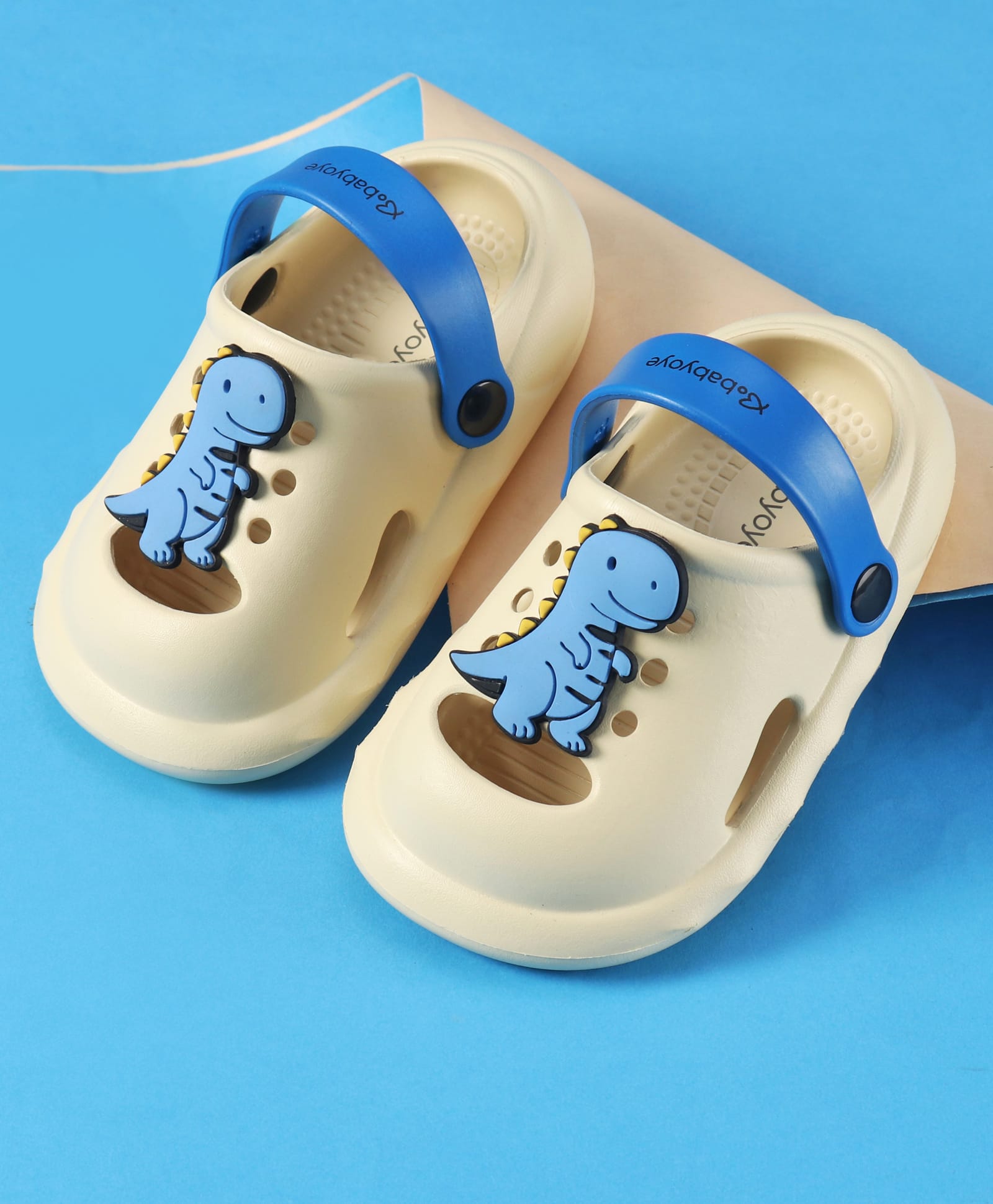 Babyoye Back Strap Clogs with Dino Applique - Mustard-picture-18