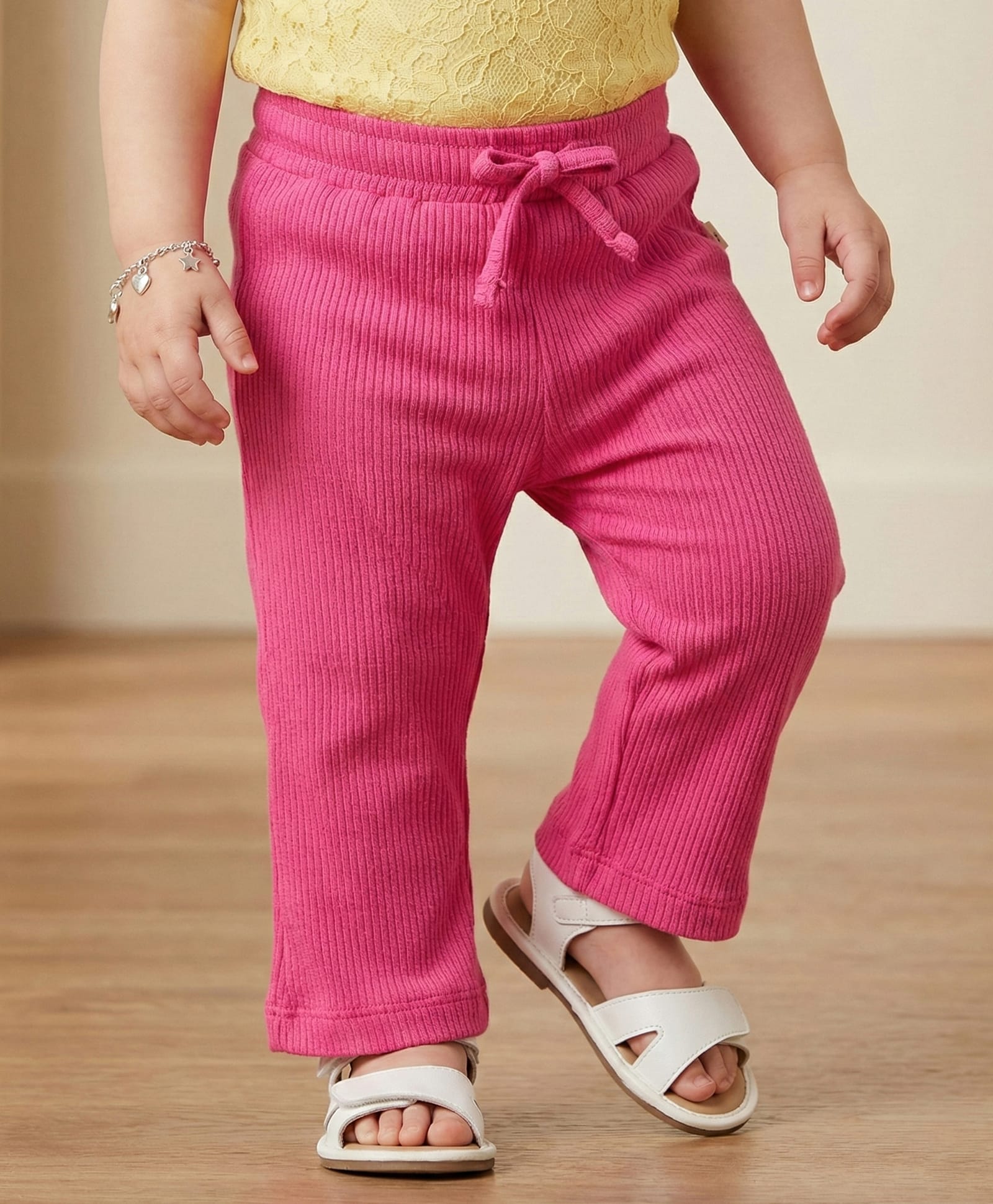 Babyoye Lycra Knit Cotton Rib Full Lenght Solid Color Leggings - Dark Pink-picture-35