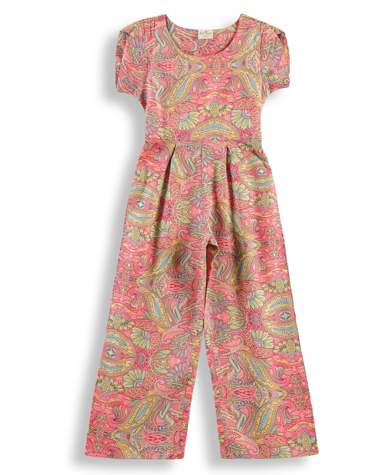 JusCubs Cotton Knit Half Sleeves Floral Paisley Printed Jumpsuit - Pink-picture-20