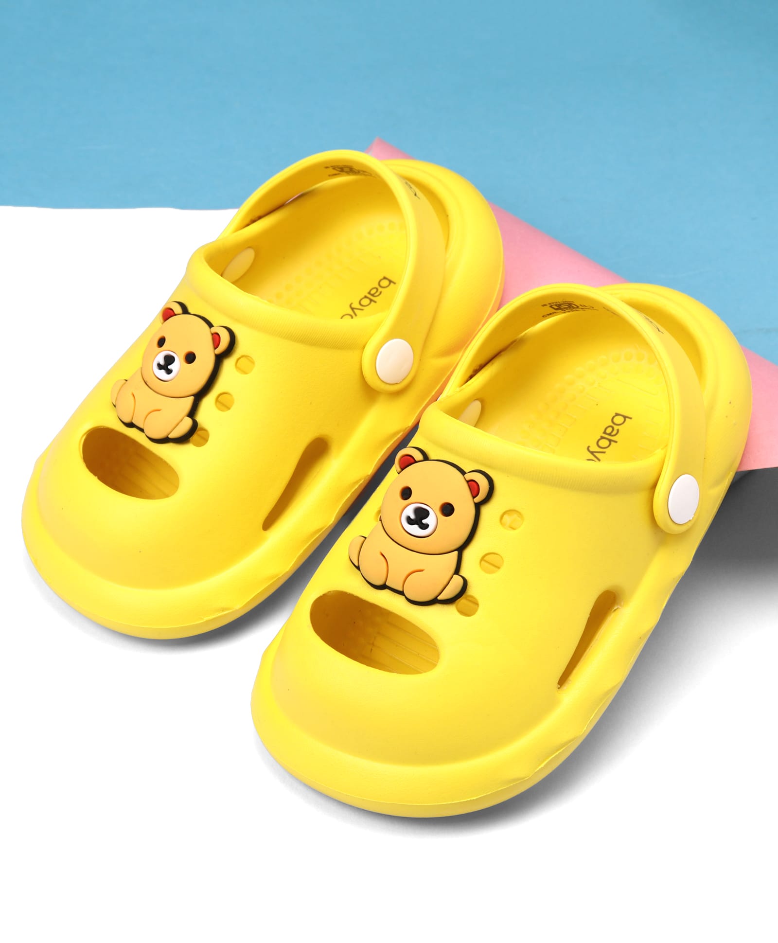 Babyoye Clogs with Bear Applique - Lemon Yellow-picture-11