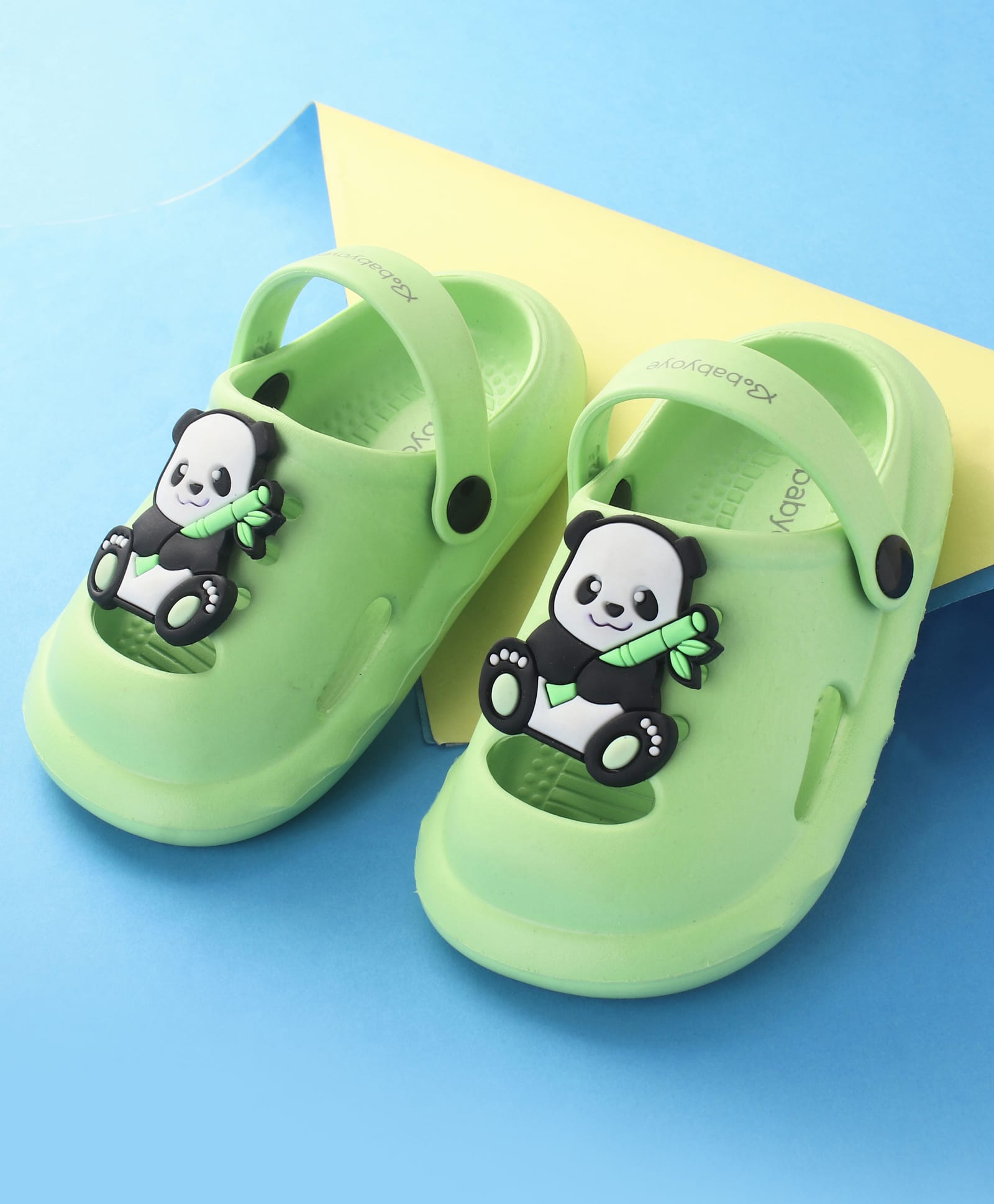 Babyoye Back Strap Closure Clogs With Panda Charm - Green-image-39