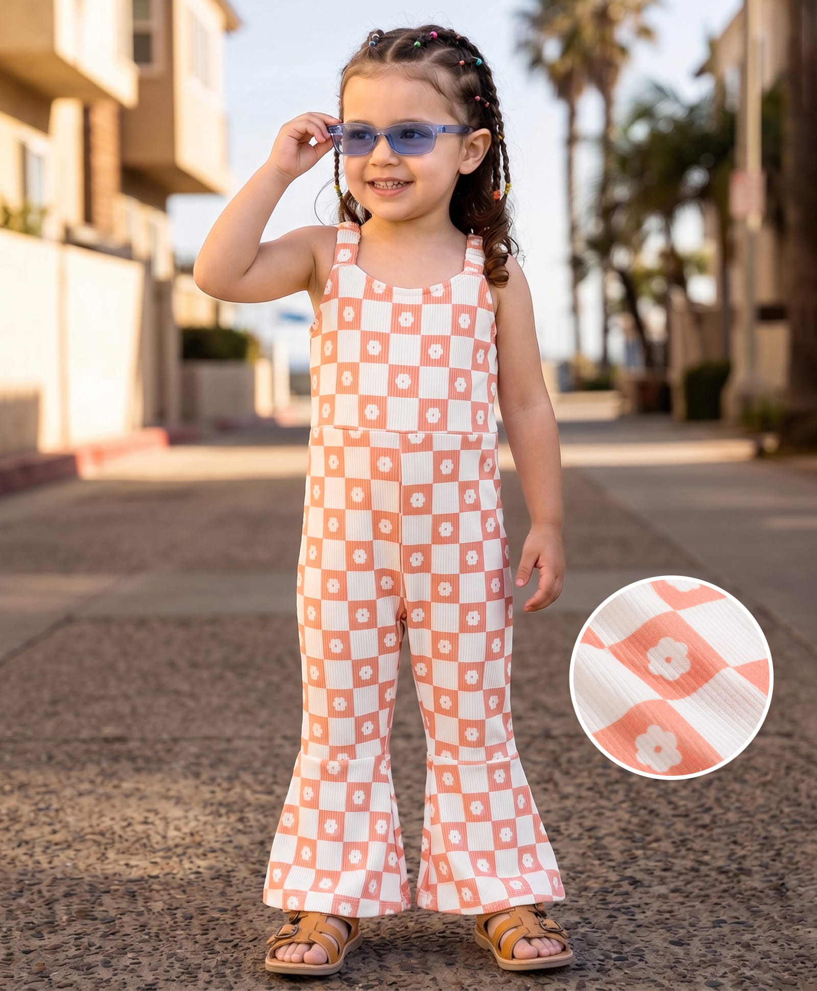 Mark & Mia Sleeveless Jumpsuit with Floral Print - Cream-image-33