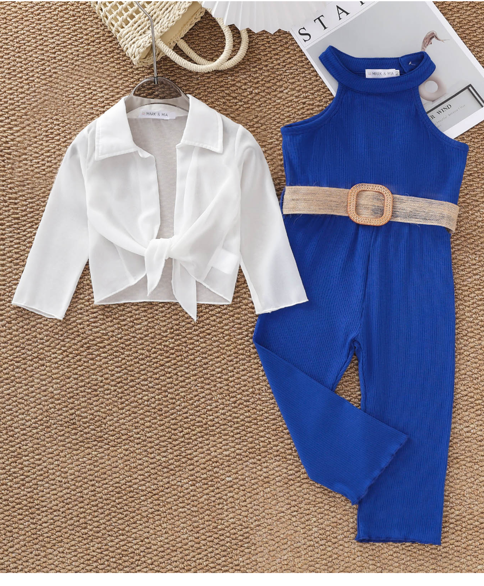 Mark & Mia Full Sleeves Solid Colour Jumpsuit with Top - Blue-picture-17