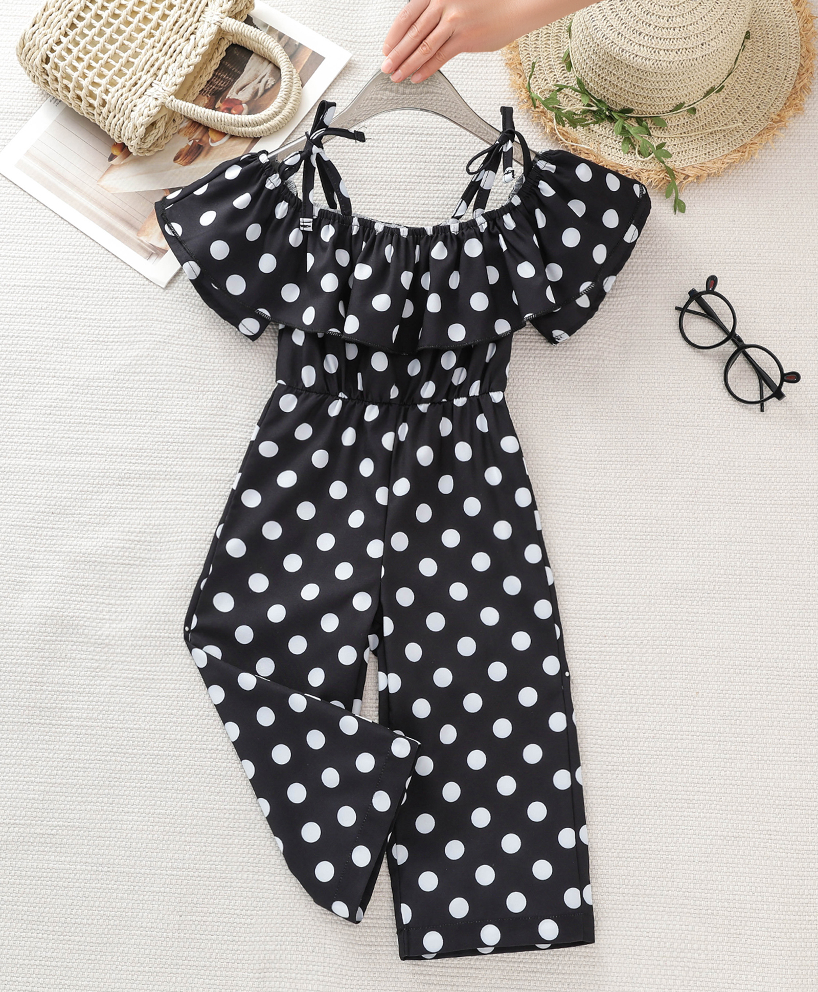Mark & Mia Cold Shoulder Sleeves Polka Dots Printed Jumpsuit - Black-image-13