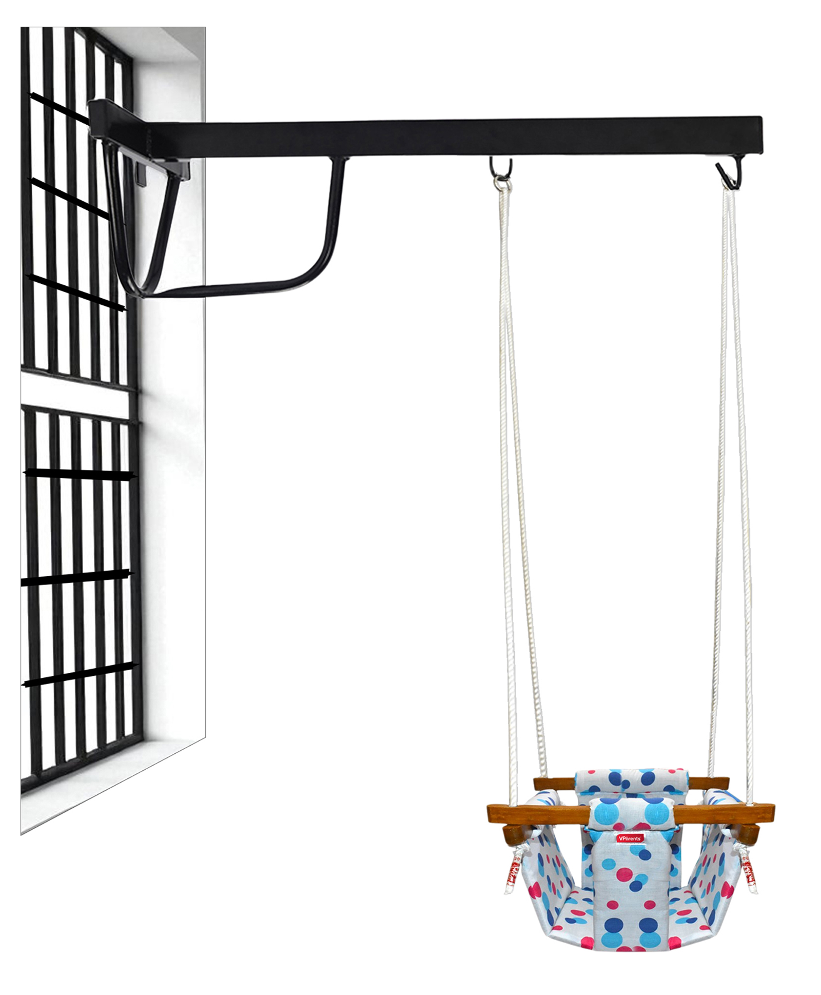 VParents Preemiee swing for Kids Indoor Outdoor|jhula for kids|Baby Garden Swing with window Hanging metal rod(8 Months to 3 Years) (Up to 15 kg)-picture-14