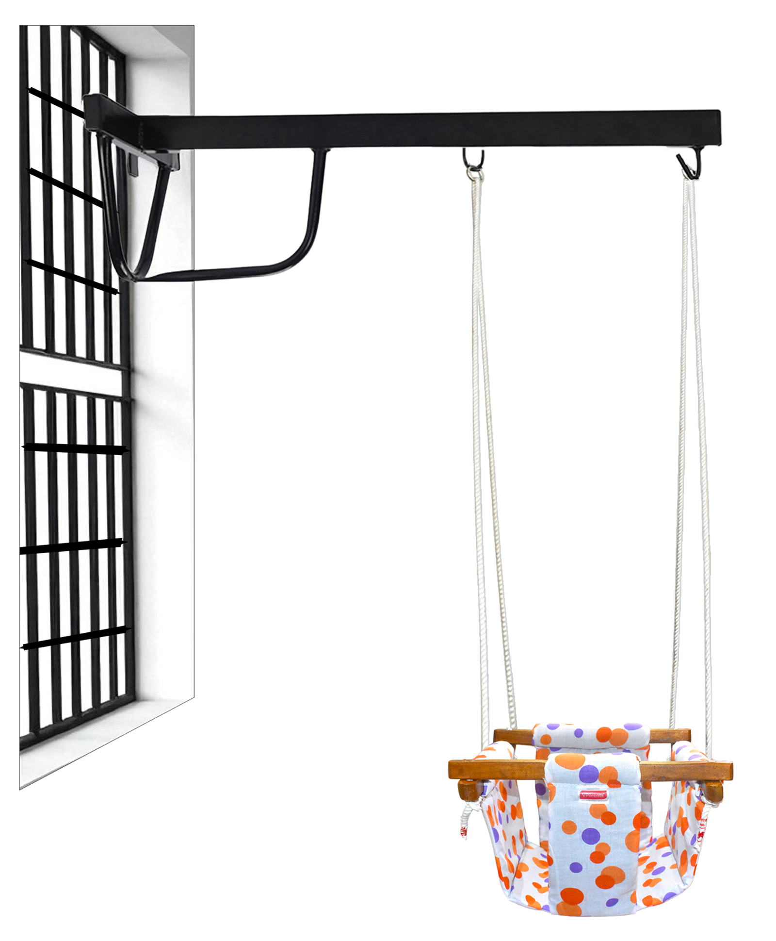 VParents Preemiee swing for Kids Indoor Outdoor| jhula for kids|Baby Garden Swing with window Hanging metal rod (8 Months to 3 Years) (Up to 15 kg)-picture-21