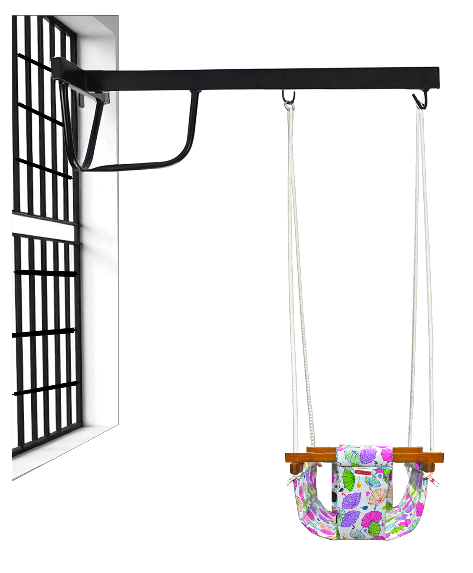 VParents Chunky swing for Kids Indoor Outdoor|jhula for kids|Baby Garden Swing with window Hanging metal rod (8 Months to 3 Years) (Up to 15 kg)-image-8