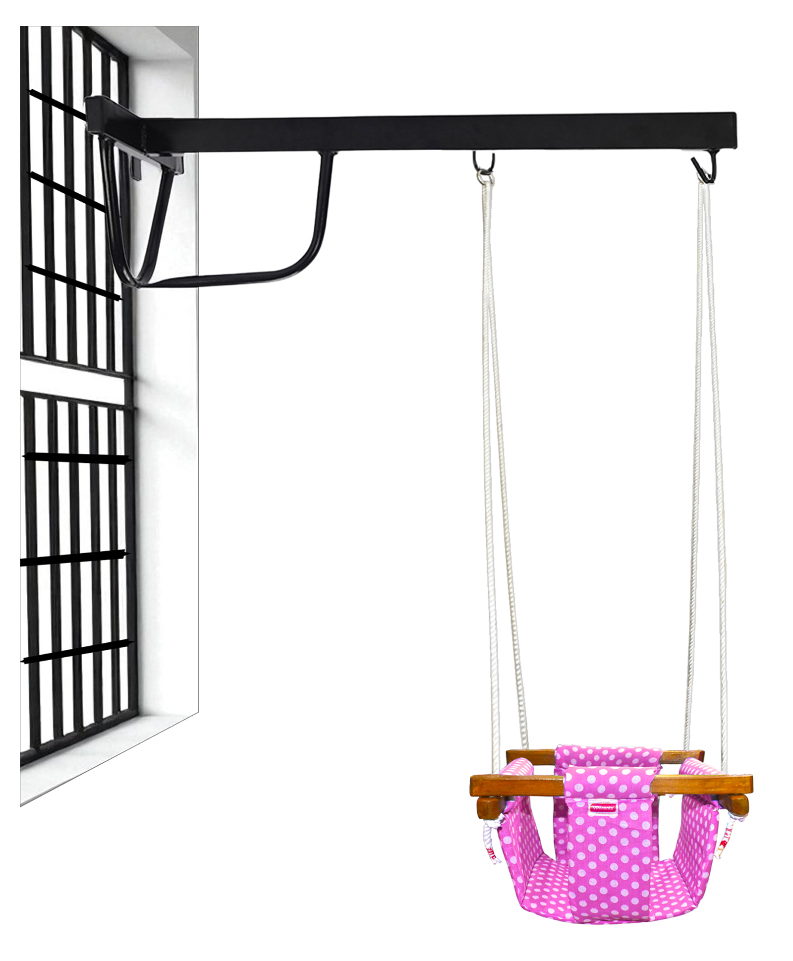 VParents Toddler swing for Kids Indoor Outdoor|jhula for kids|Baby Garden Swing with window Hanging metal rod (8 Months to 3 Years) (Up to 15 kg)-image-14