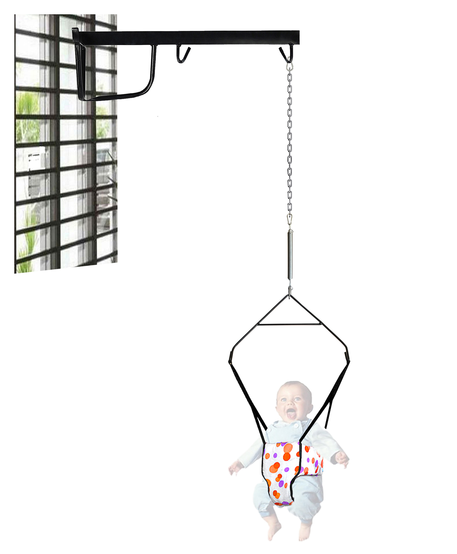 Vparents 2 in 1 Baby toddler Jumper with window hanging metal stand Cum Baby Walking Harness Function, Fun Activity for 6-12 Months Baby Infant Preemiee4-picture-39