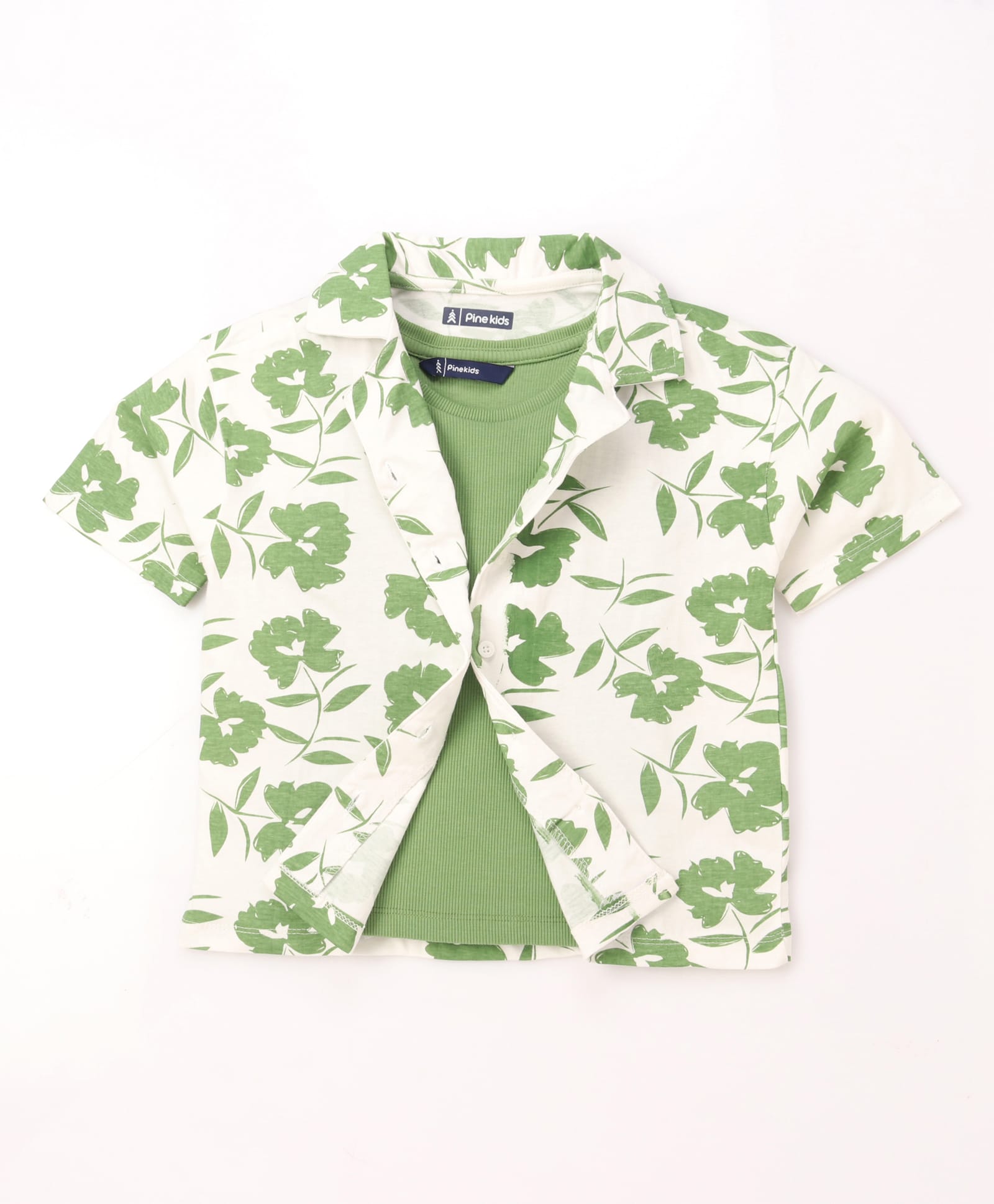 Pine Kids Cotton Knit Half Sleeves Shirt Style Top With Floral Print - Multicolor-picture-13