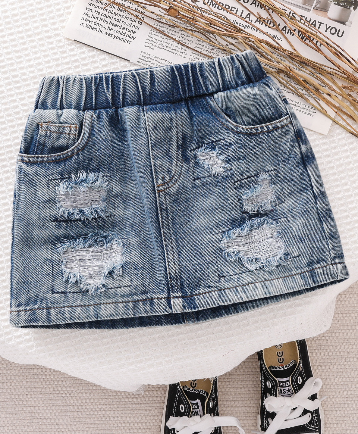 Mark & Mia Denim Washed Distressed Skirt - Blue-picture-20