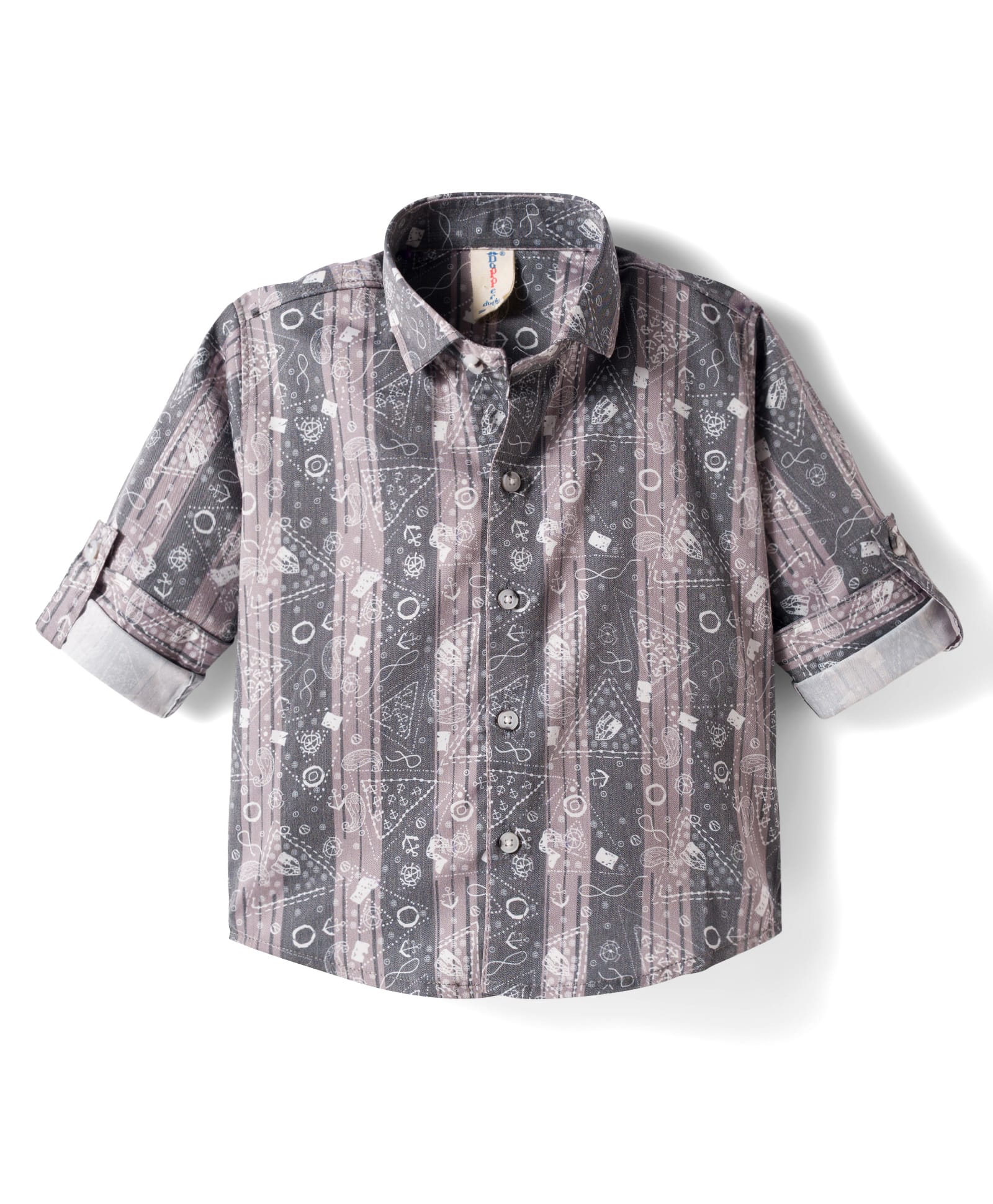 Dapper Dudes Full Sleeves Striped Anchor & Paisley Printed Shirt - Grey-picture-37