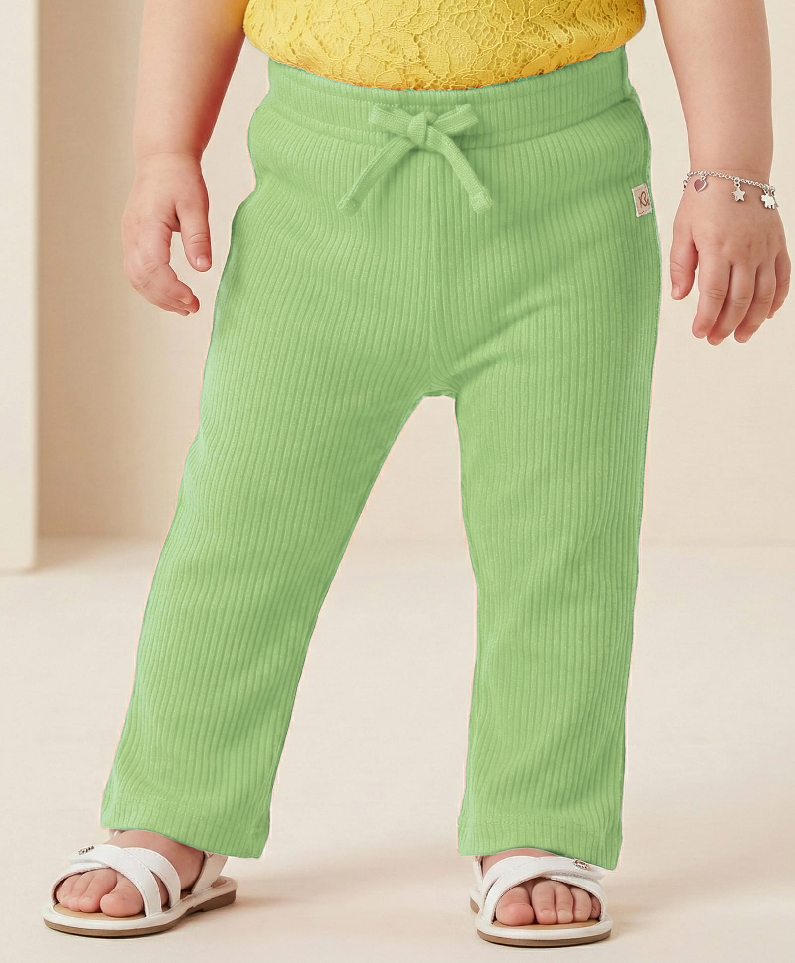 Babyoye 100% Cotton Knit Full Length Solid Color Leggings - Light Green-picture-27