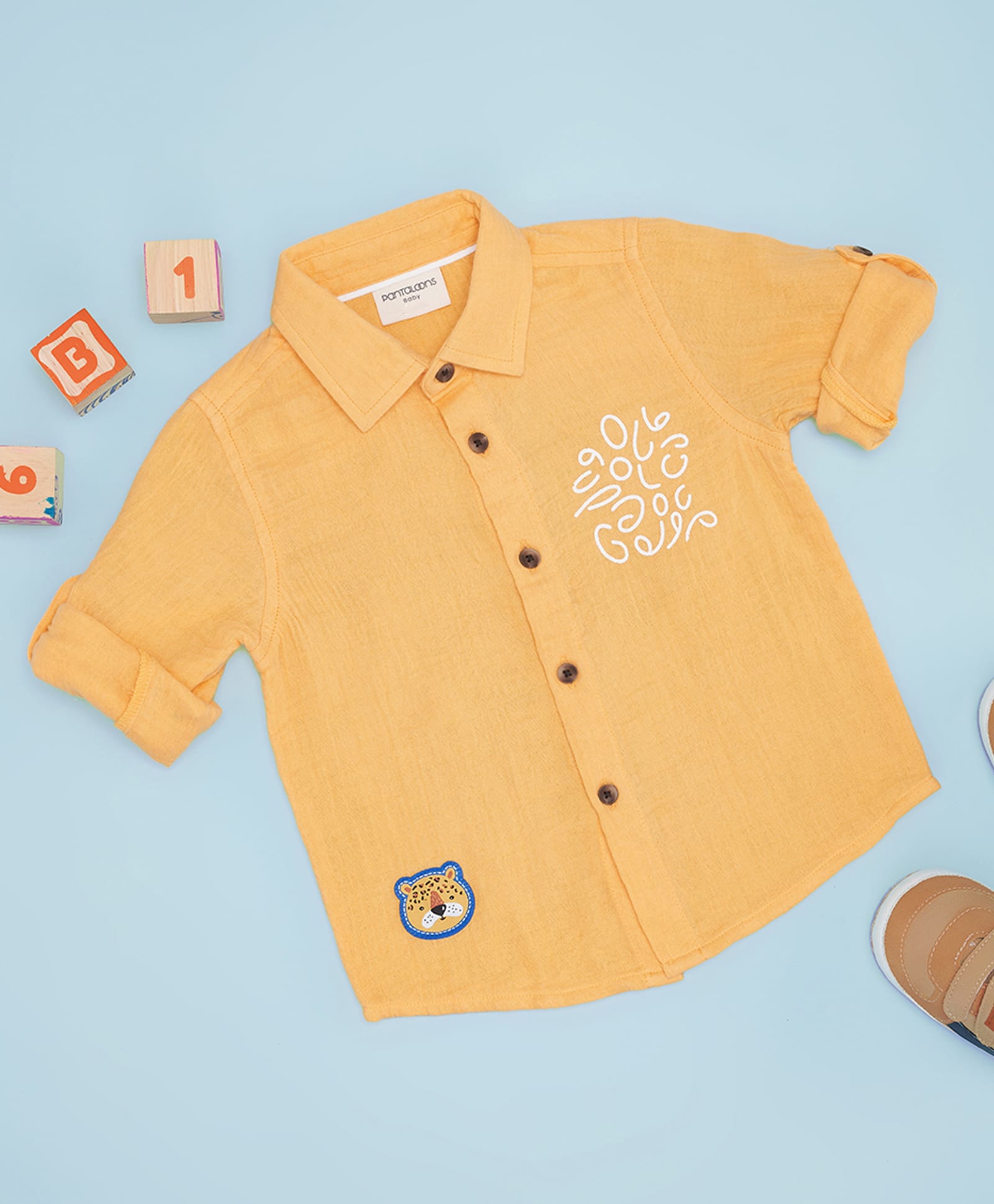 Pantaloons Baby Cotton Woven Full Sleeves Abstract Printed Shirt - Yellow-image-28