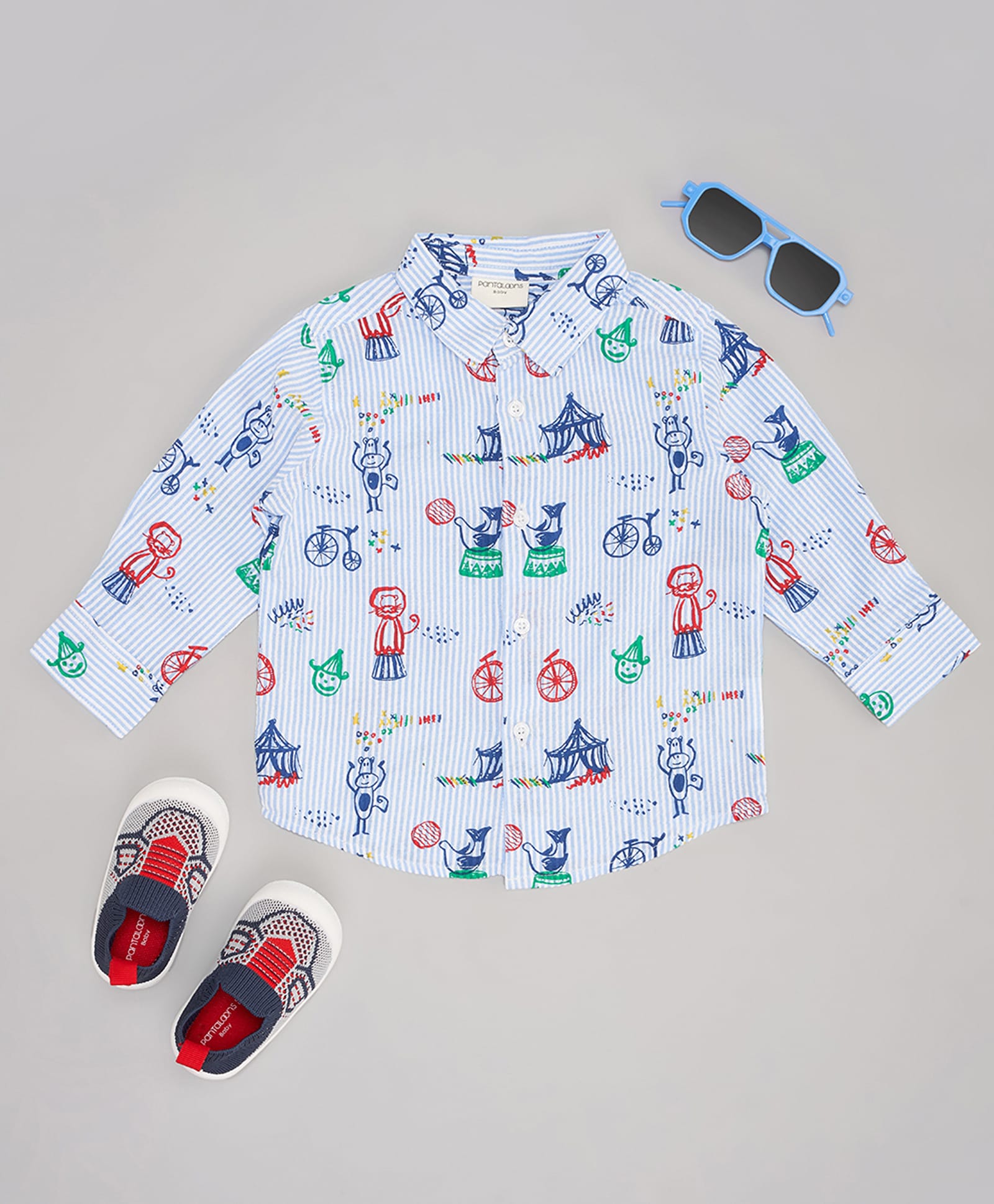 Pantaloons Baby Cotton Woven Full Sleeves Circus Theme Printed Shirt - Blue-picture-16