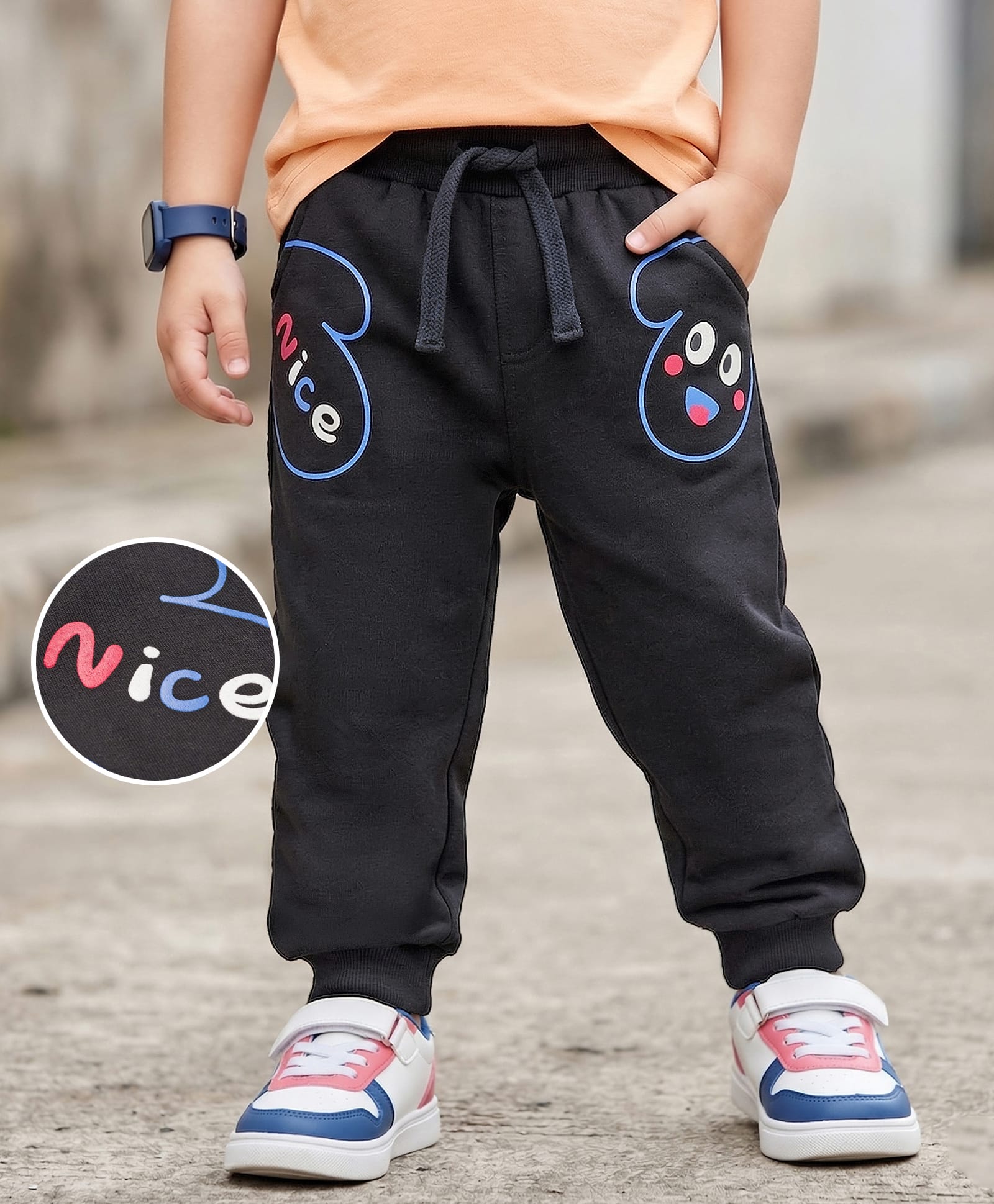 Mark & Mia Cotton Knit Full Length Lounge Pant with Text Print - Black-picture-17