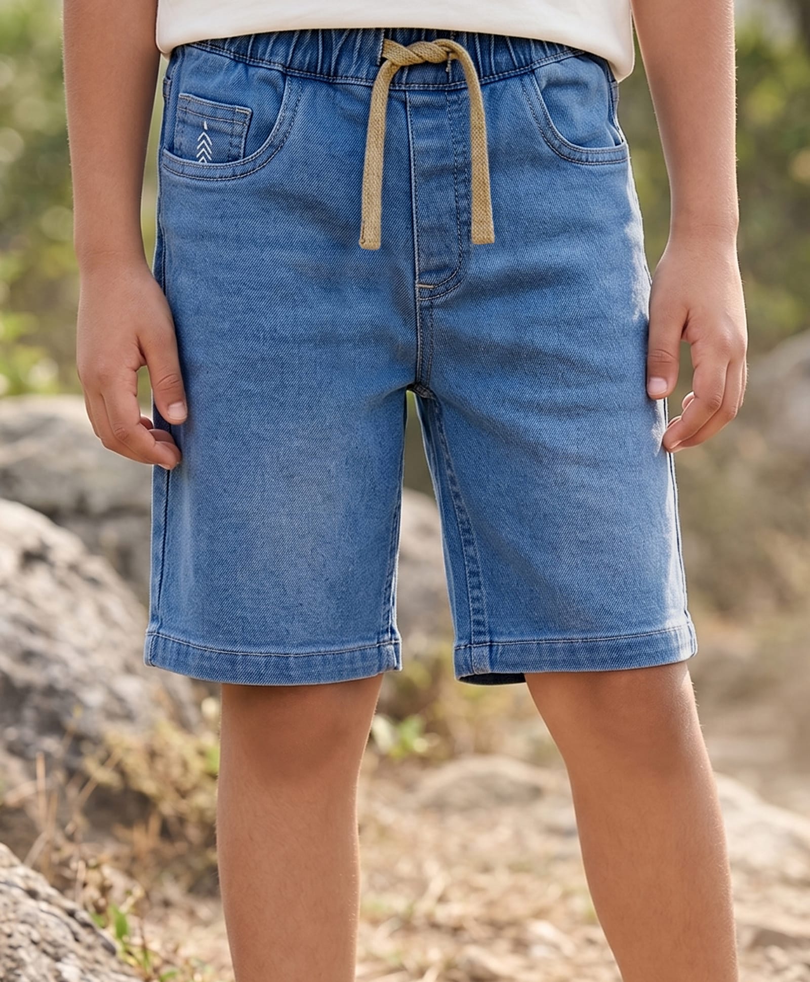 Pine Kids Denim Woven Washed Shorts - Light Blue-picture-19