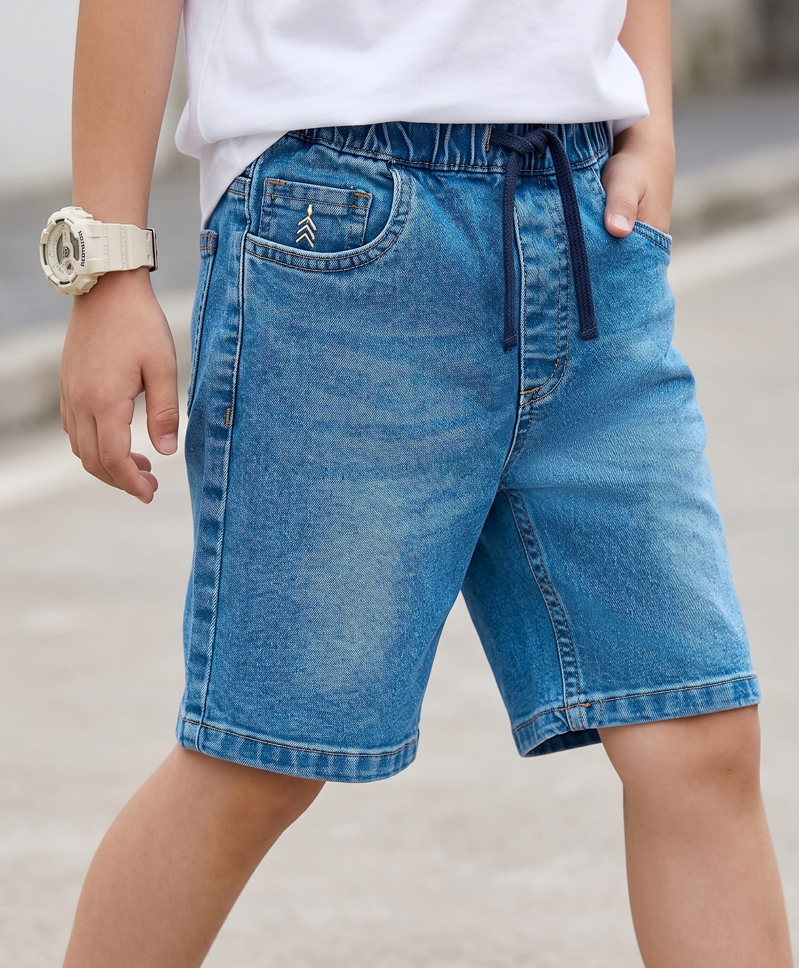 Pine Kids Denim Woven Washed Shorts - Blue-picture-29