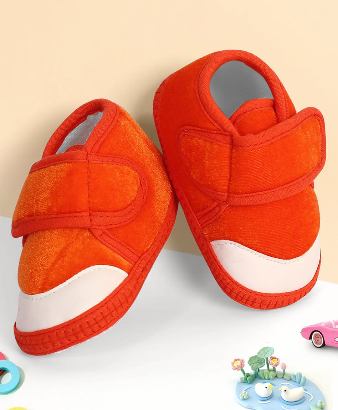 KIDSUN Solid Velcro Closure Booties - Orange-image-37