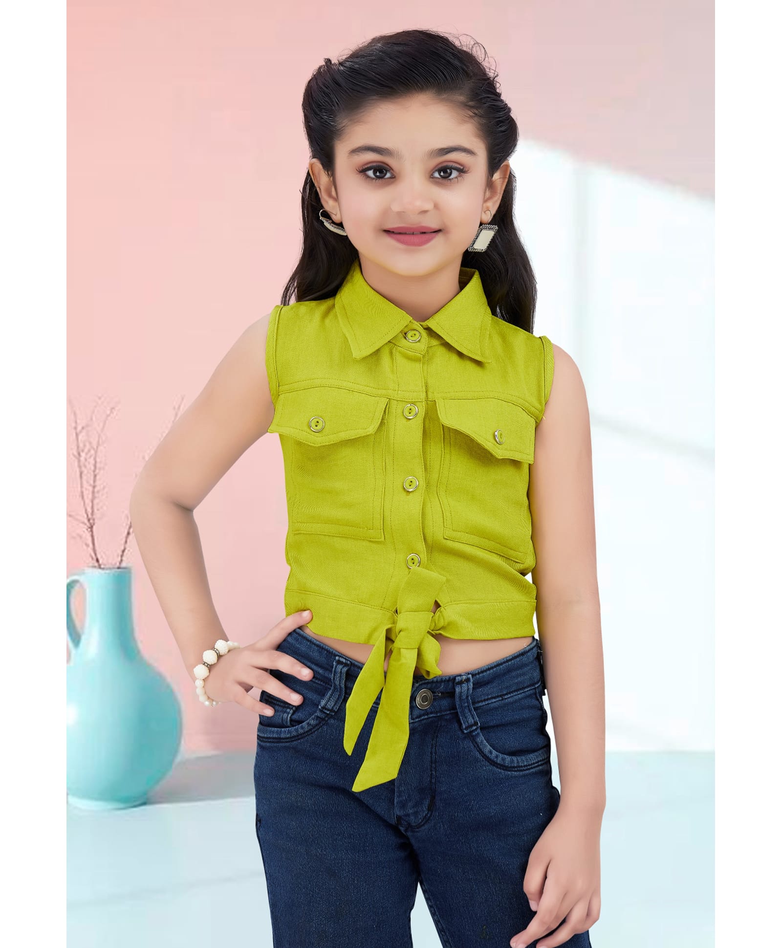 Lei-Chie Cotton Blend Woven Sleeveless Solid Top - Green-picture-10