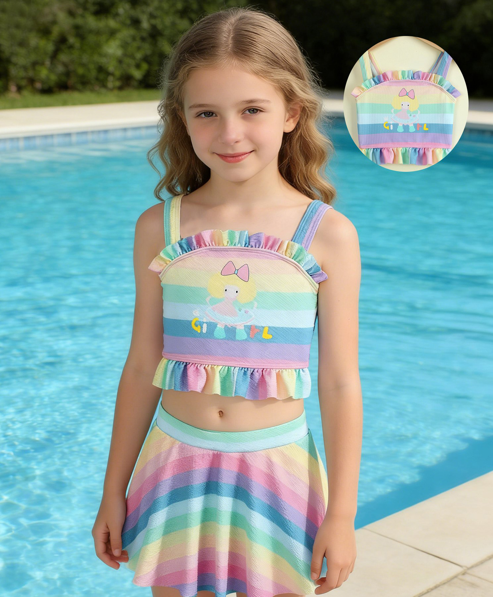 Mark & Mia Sleeveless Printed Two Piece Swimsuit - Multicolor-image-21