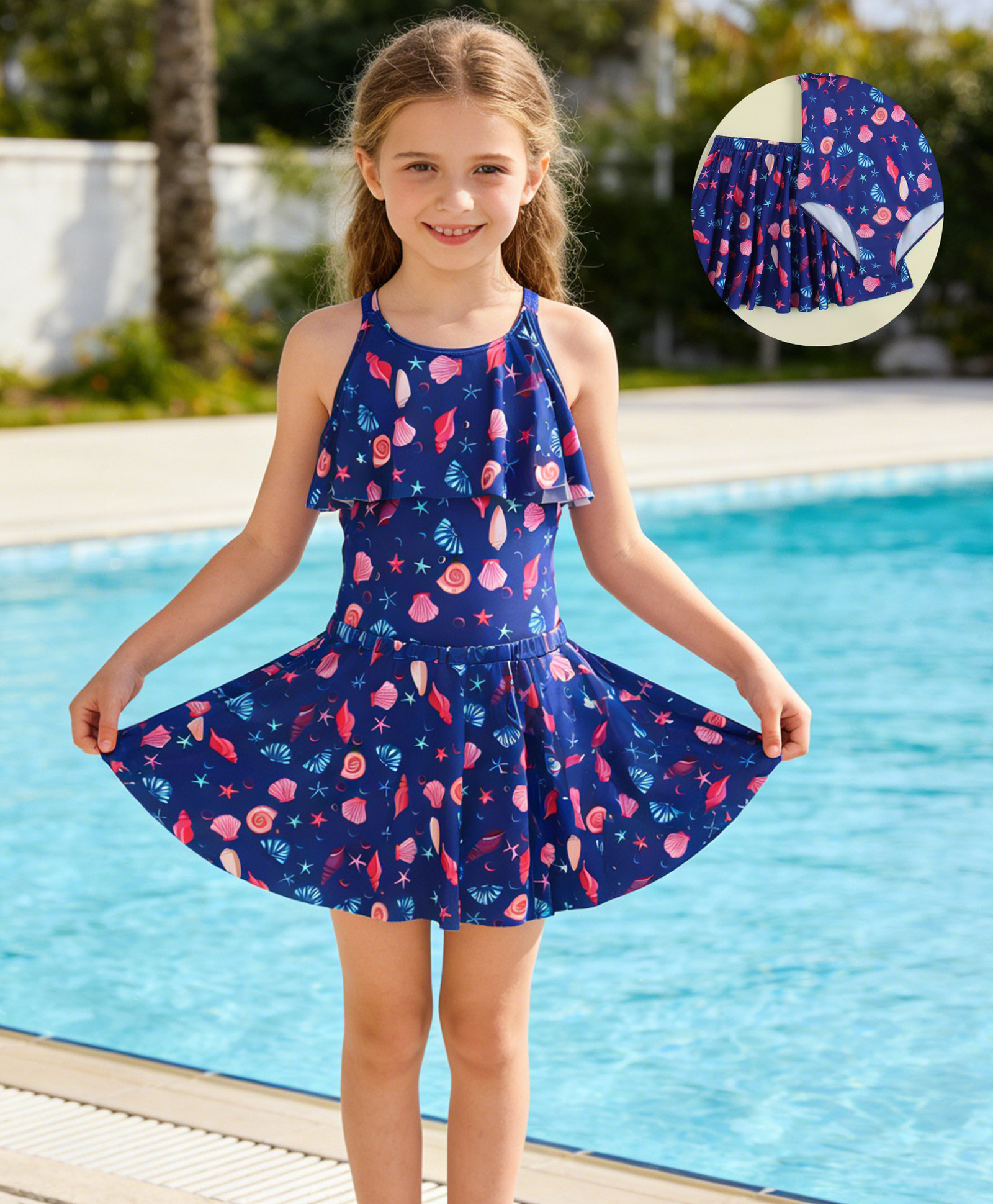 Mark & Mia Sleeveless Two Piece Swimsuit with Sea Life Theme Print - Blue-image-42