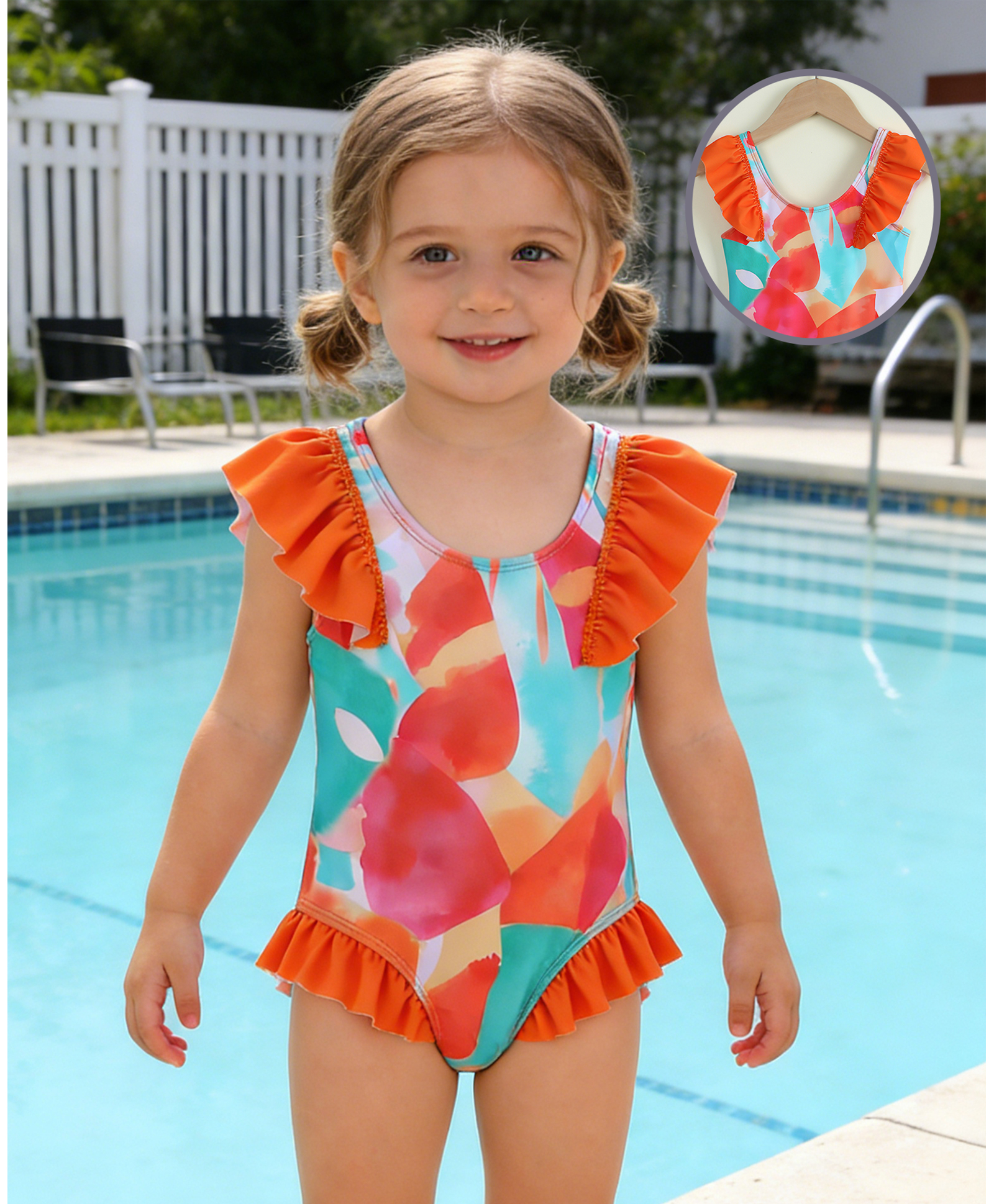 Mark & Mia Sleeveless Printed V Cut Swimsuit - Orange