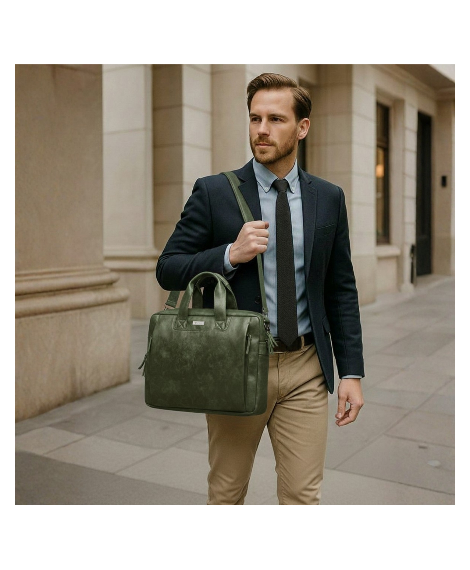 VISMIINTREND Commuter Laptop Bag PU Vegan Leather Messenger Bag for Office Use Fits 15.6 Inch Laptop with Duel Compartment-picture-17