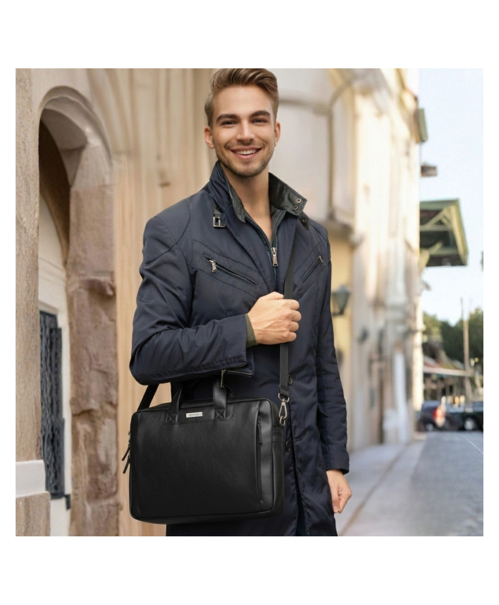 VISMIINTREND Unisex Laptop Messenger Bag | PU Vegan Leather | Fits 15.6 Inch Laptop Briefcase | Duel Compartment | Water Resistant | Detachable Commuter Bag-image-5