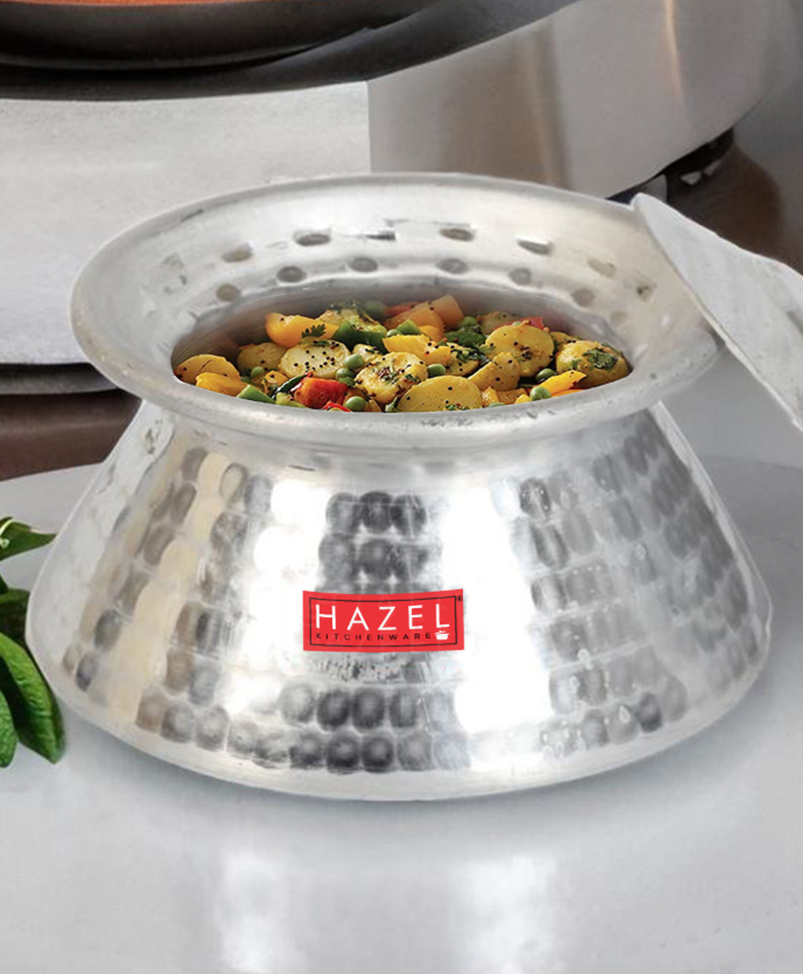 HAZEL Aluminium Hammered Finish Kadhai Handi, 1.4 L, Silver-image-24