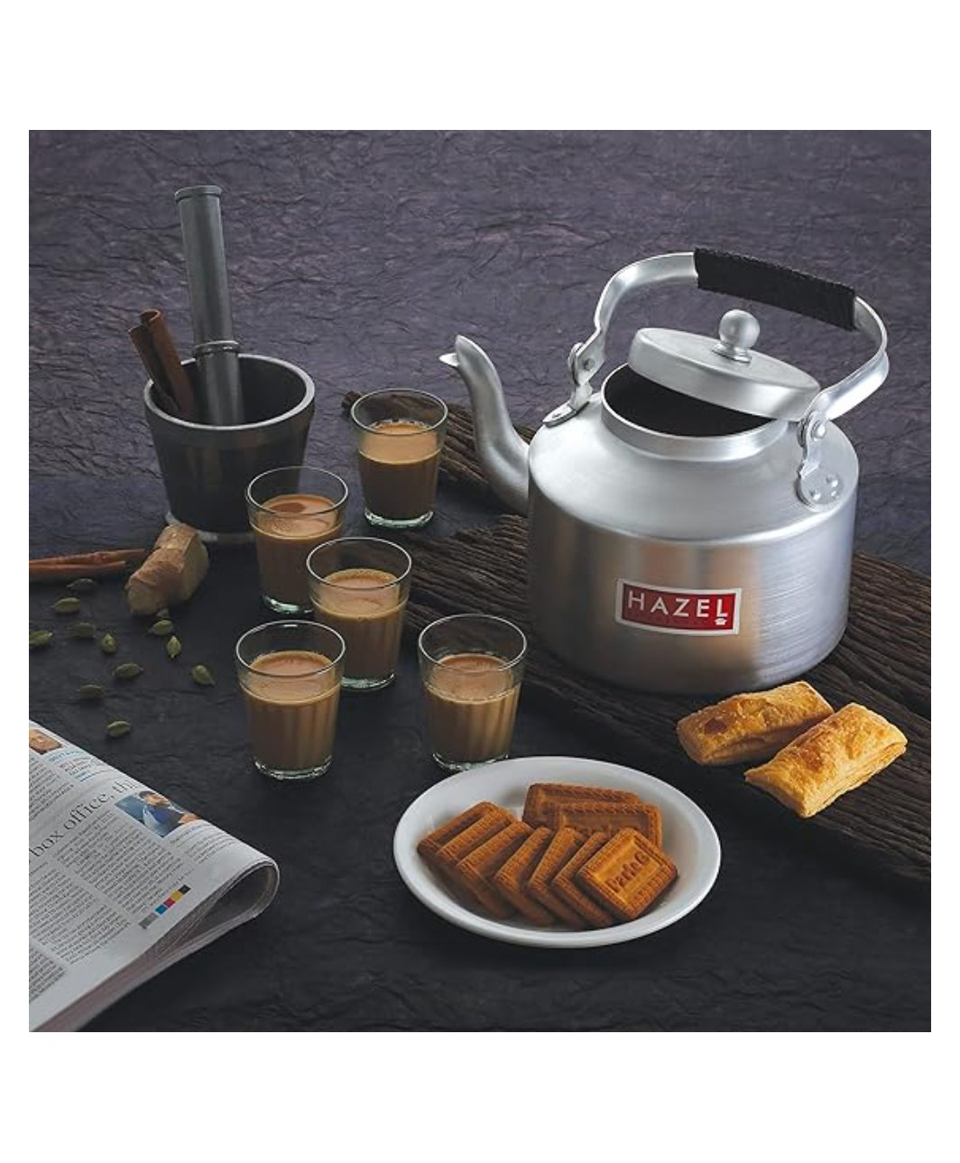 HAZEL Aluminium Indian Traditional Kettle Tea Coffee Pot Chai Maker With Handle, 12 cm, 500 ml-image-35