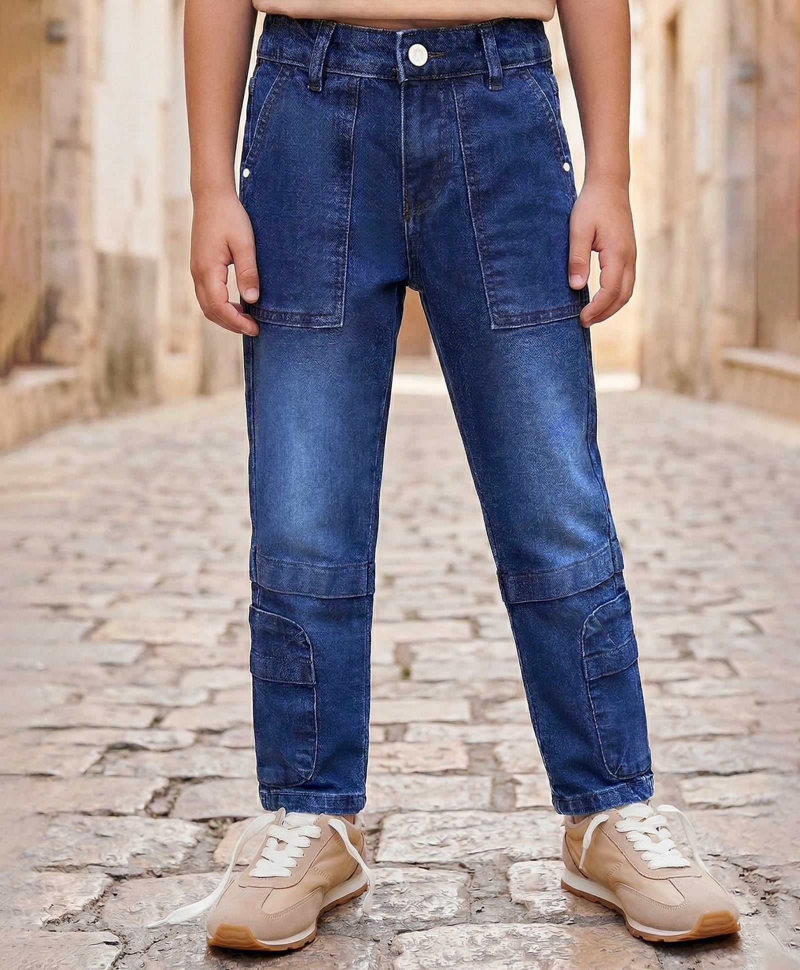Pine Kids Denim Woven Full Length Solid Color Cut & Sew Jeans - Navy Blue-picture-31