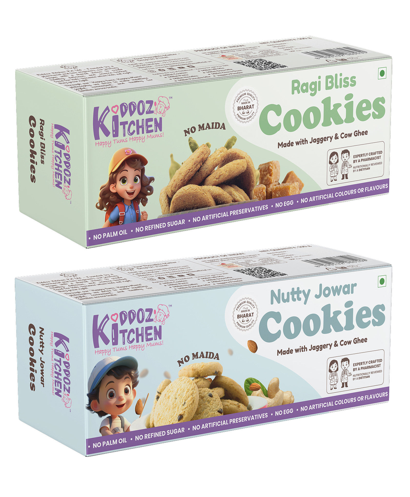Product Name:- Kiddoz Kitchen Ragi Bliss & Nutty Jowar Cookies Combo Pack | Baked with Love, Cow Ghee & Jaggery| No Maida, No Refined Sugar | Healthy Millet Cookies for Kids & Family 200g (2x100g)-picture-13