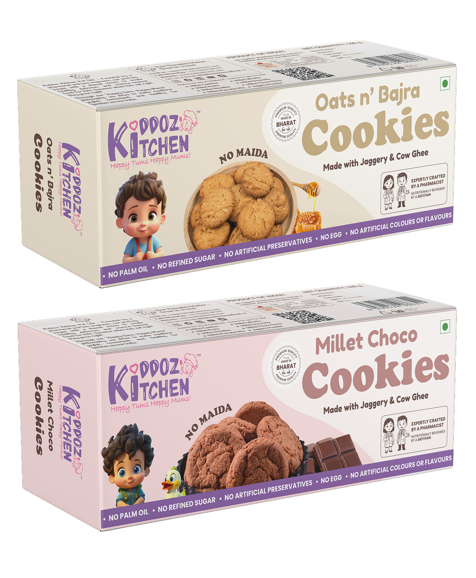 Kiddoz Kitchen Oats n Bajra & Millet Choco Cookies | Crafted with Pure Cow Ghee & Jaggery | Best diegestive Combo Pack 200g (2x100g)-image-12