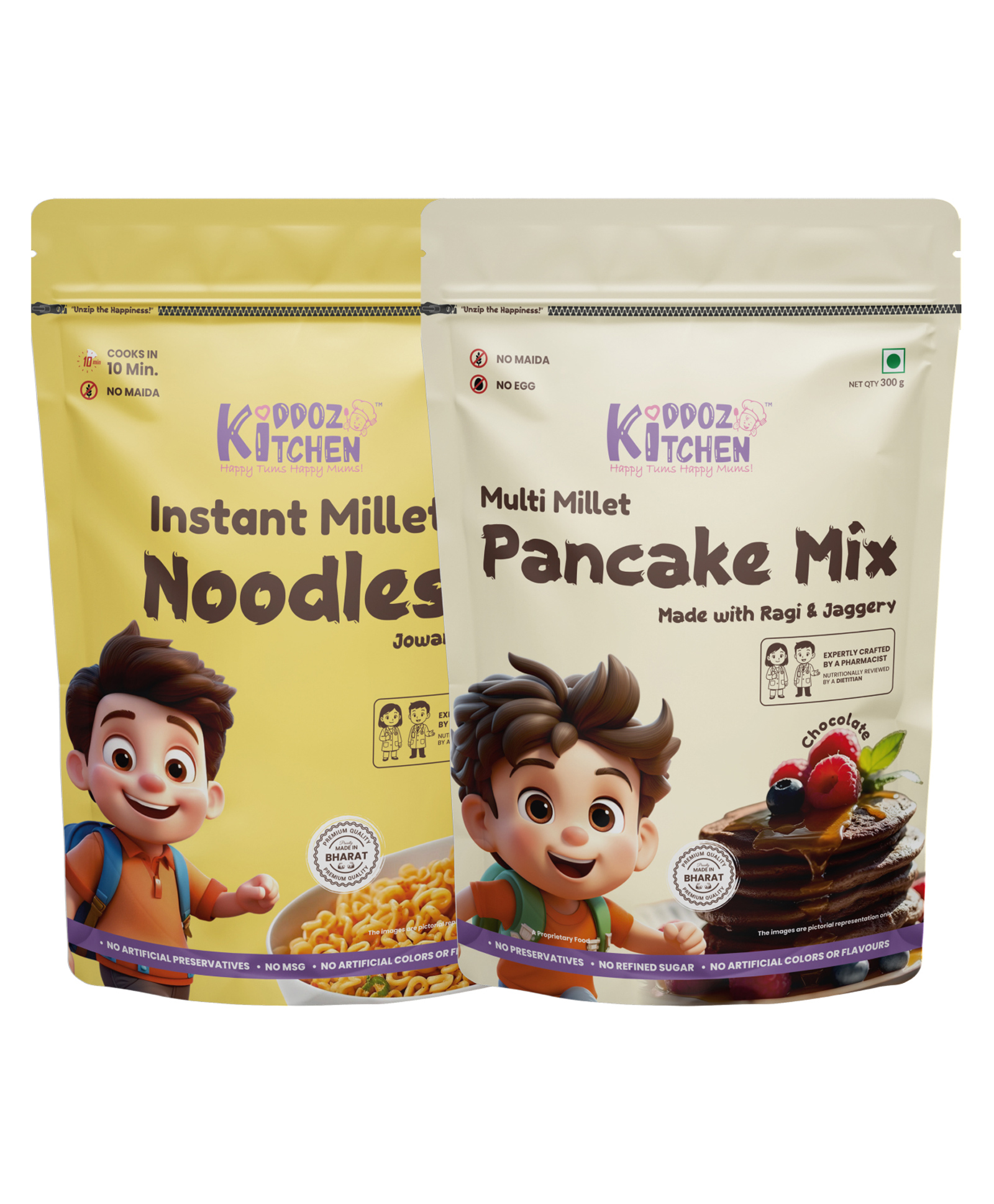Kiddoz Kitchen Combo Instant Millet Noodles (Jowar) & Multi Millet Pancake Mix (Chocolate, Ragi & Jaggery) | No Maida|No Refined Sugar|No Egg|No Preservatives 420g (120g + 300g)-image-14