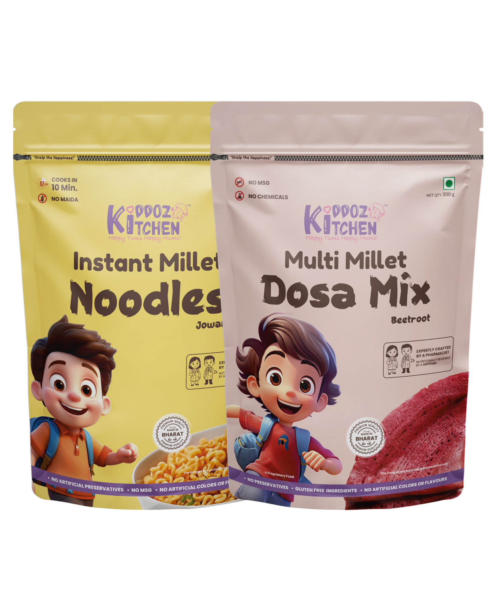 Kiddoz Kitchen Instant Millet Noodles & Millet Dosa Mix | Jowar | Beetroot | Tasty & Nutritious Family Meal | No Maida | Wholesome Breakfast & Quick Snack Option Combo-420g (120 g + 300 g)-image-7